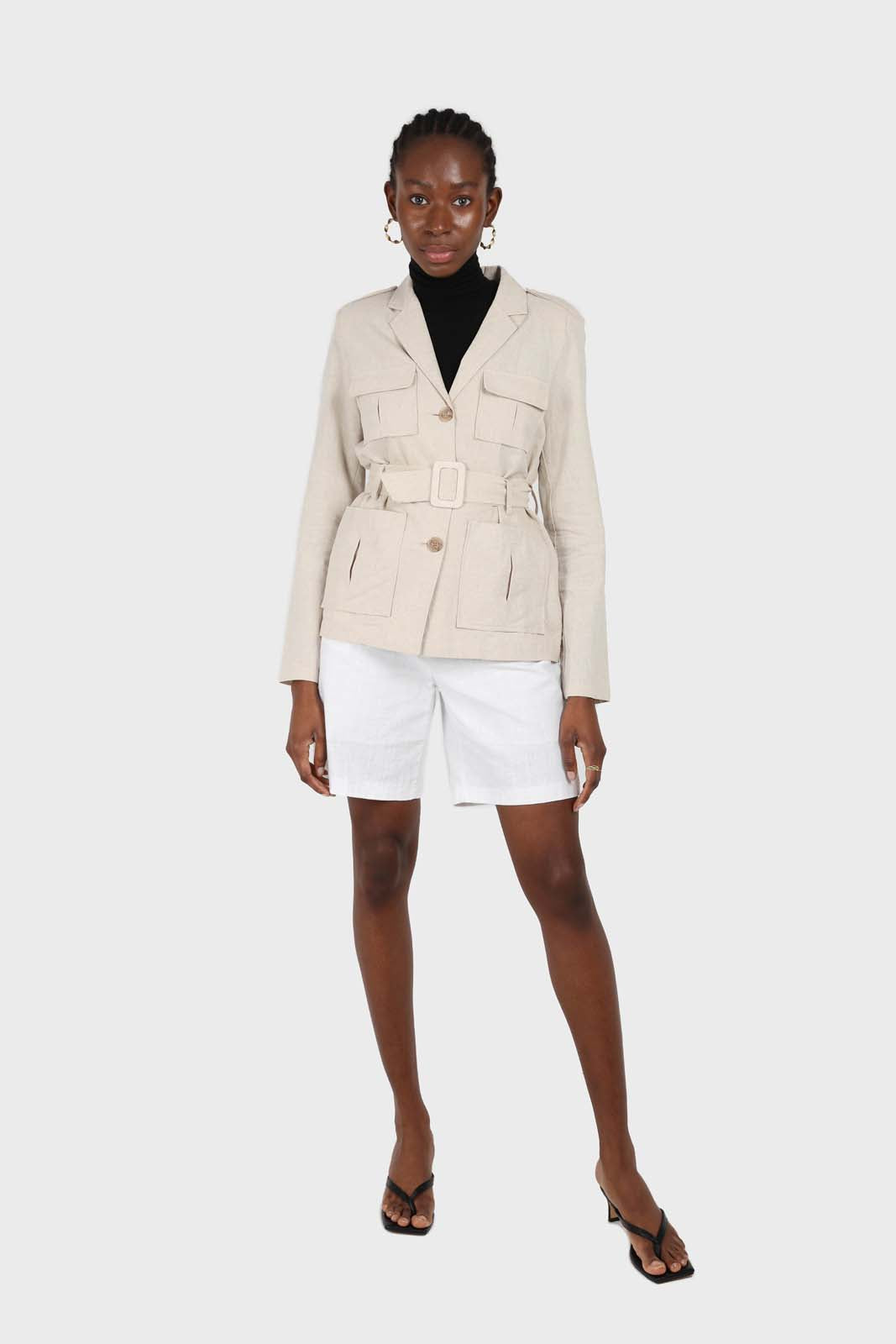 Ivory linen tailored long shorts_4