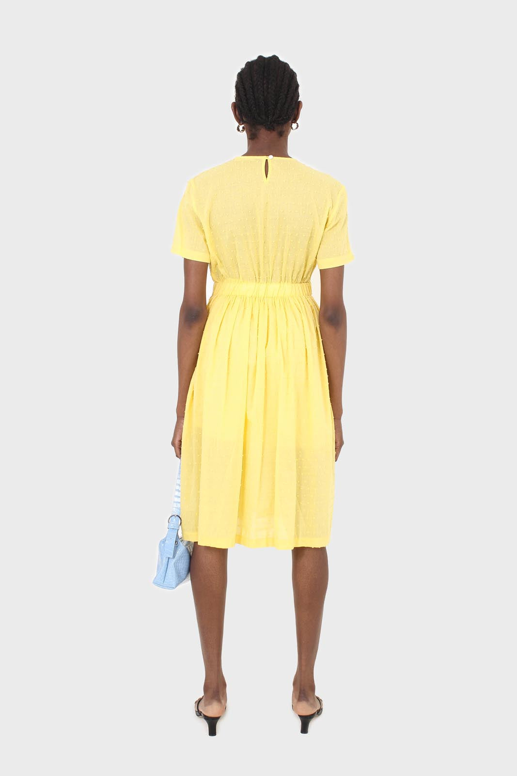 Yellow textured short sleeved maxi dress_6