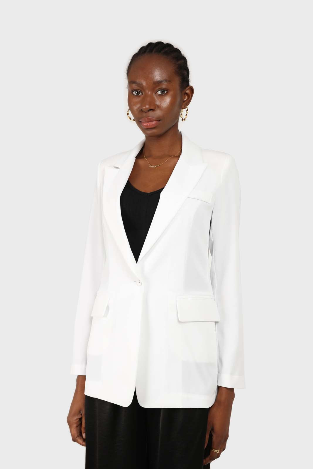 Ivory single breasted oversized linen blazer_5