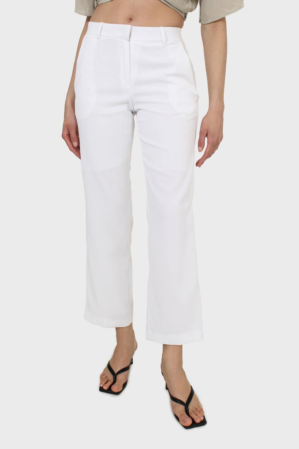 White simple tailored side pocket trousers_1