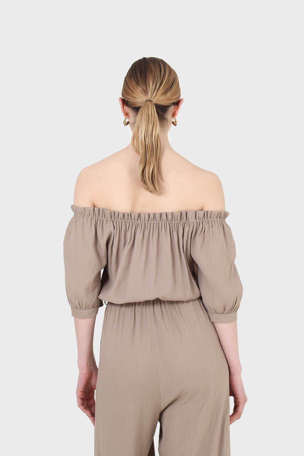 Brown off shoulder tie waist jumpsuit_4