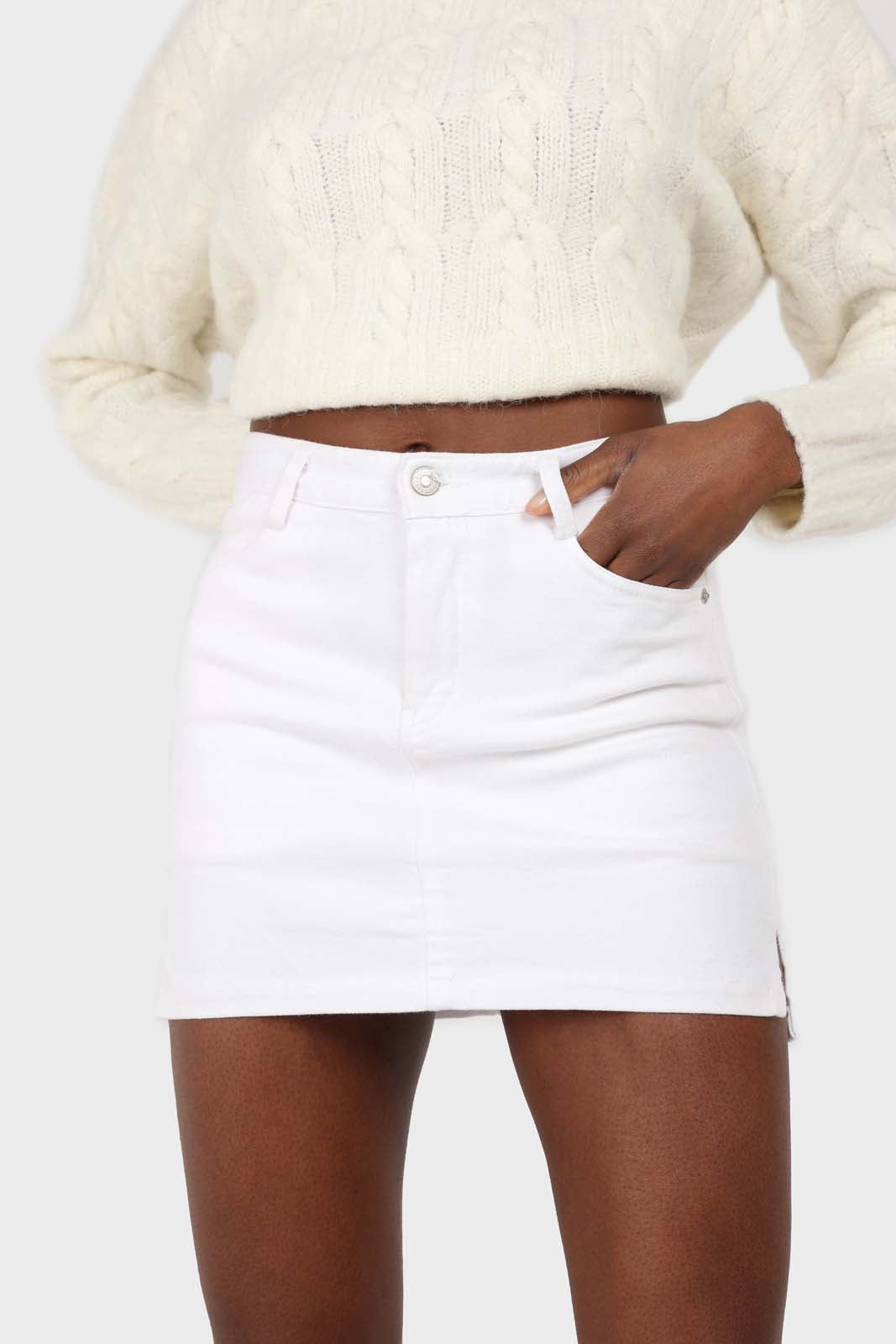 White side slit mini skirt_1