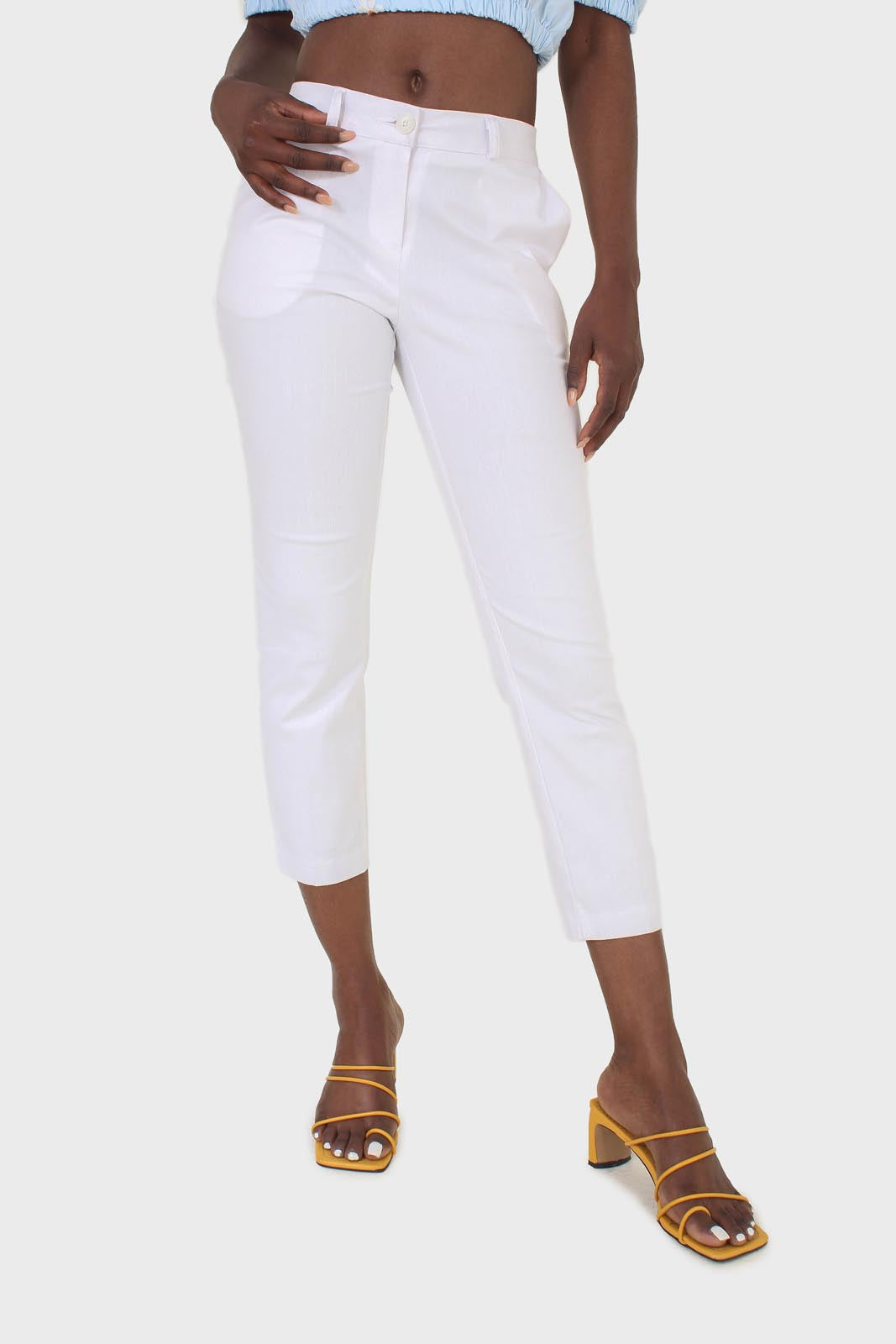 White side pocket simple tailored trousers_1