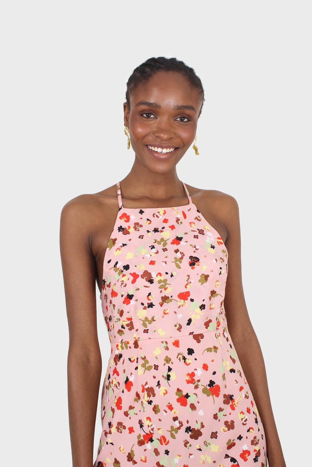 Pink and multi floral printed strappy maxi dress_11
