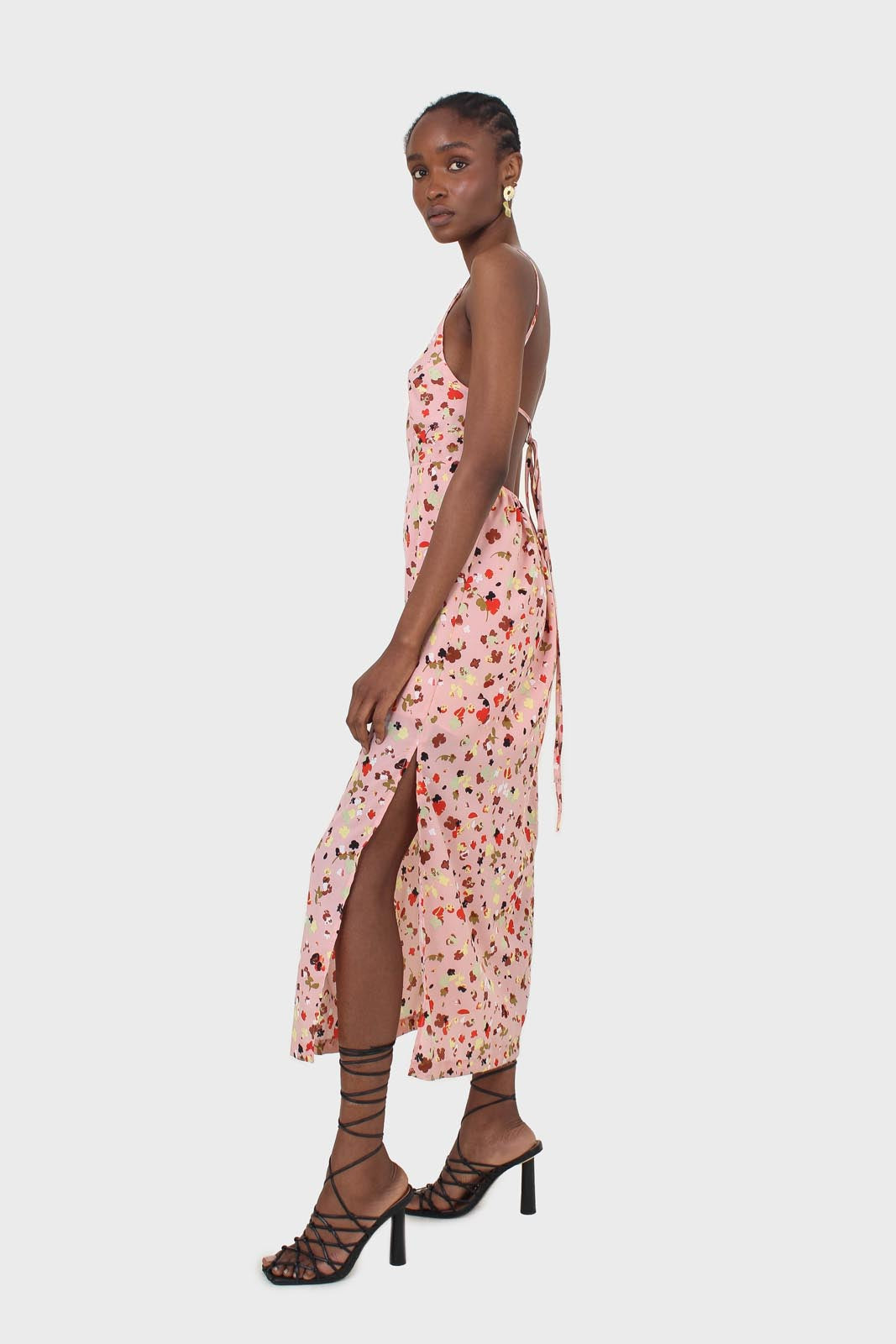 Pink and multi floral printed strappy maxi dress_4