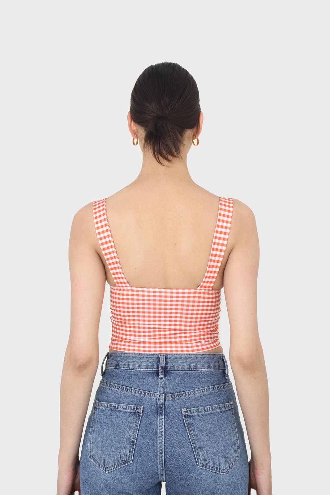 Orange and white gingham cropped tank_2