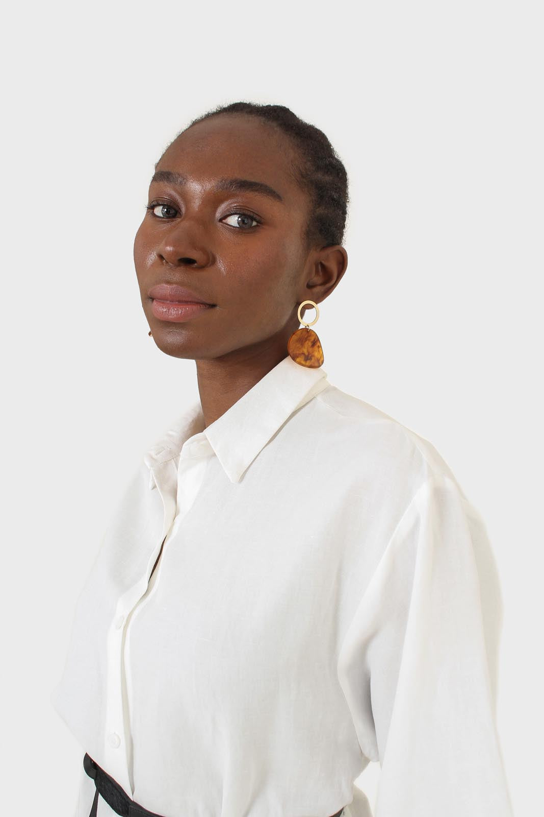 Ivory simple linen shirt dress_3