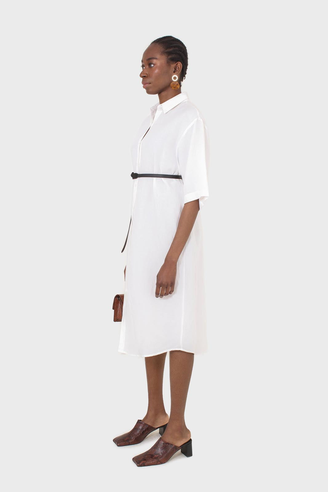 Ivory simple linen shirt dress_10