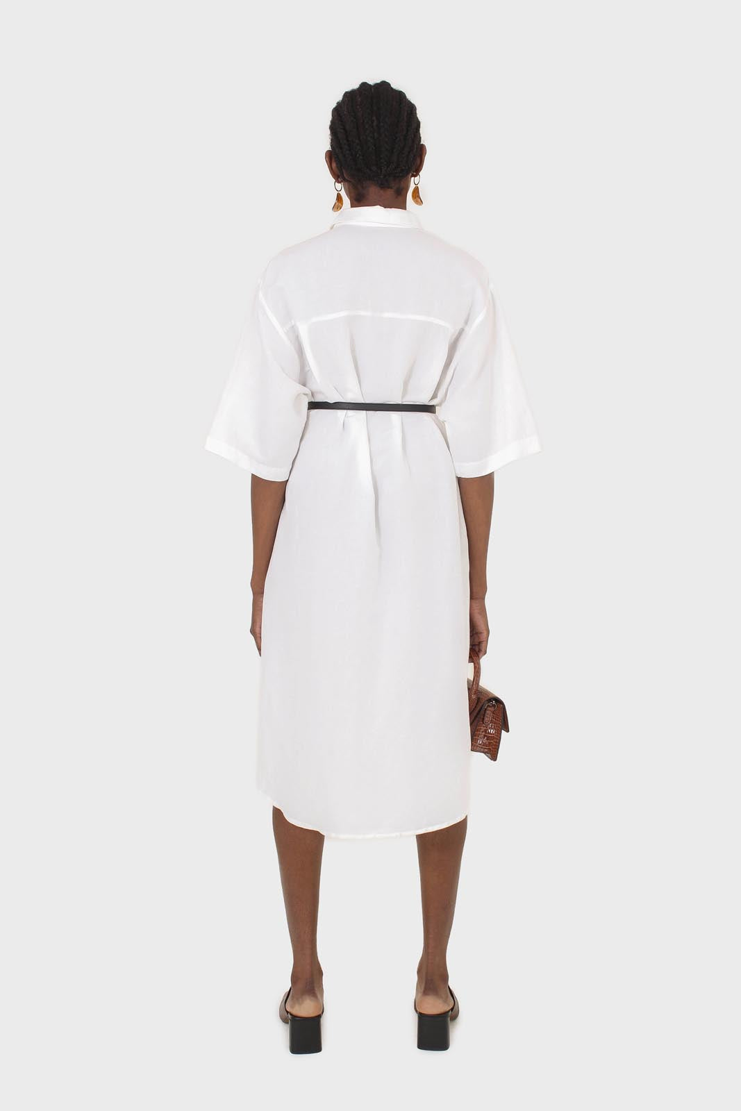 Ivory simple linen shirt dress_2