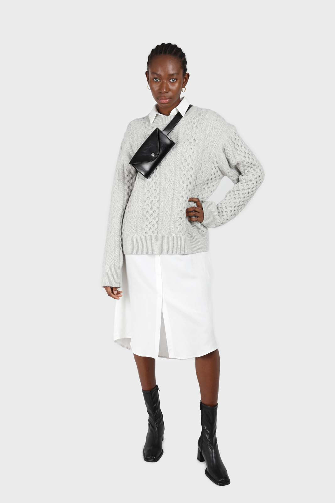 Ivory simple linen shirt dress_4