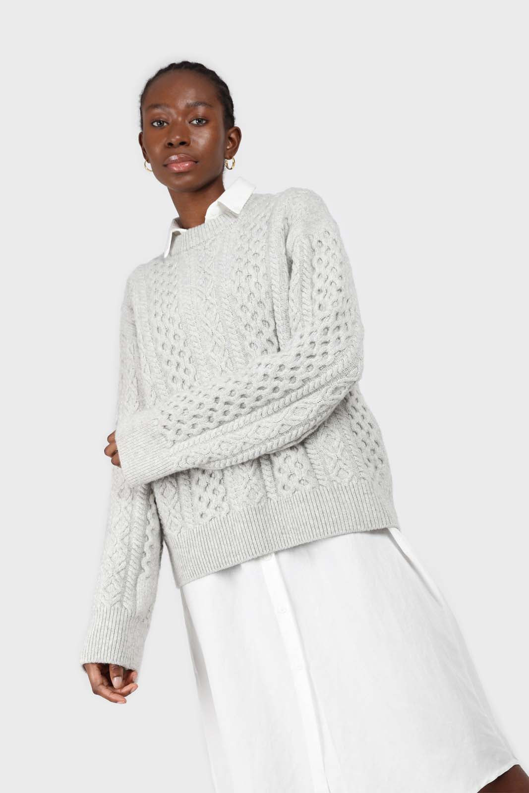 Ivory simple linen shirt dress_7