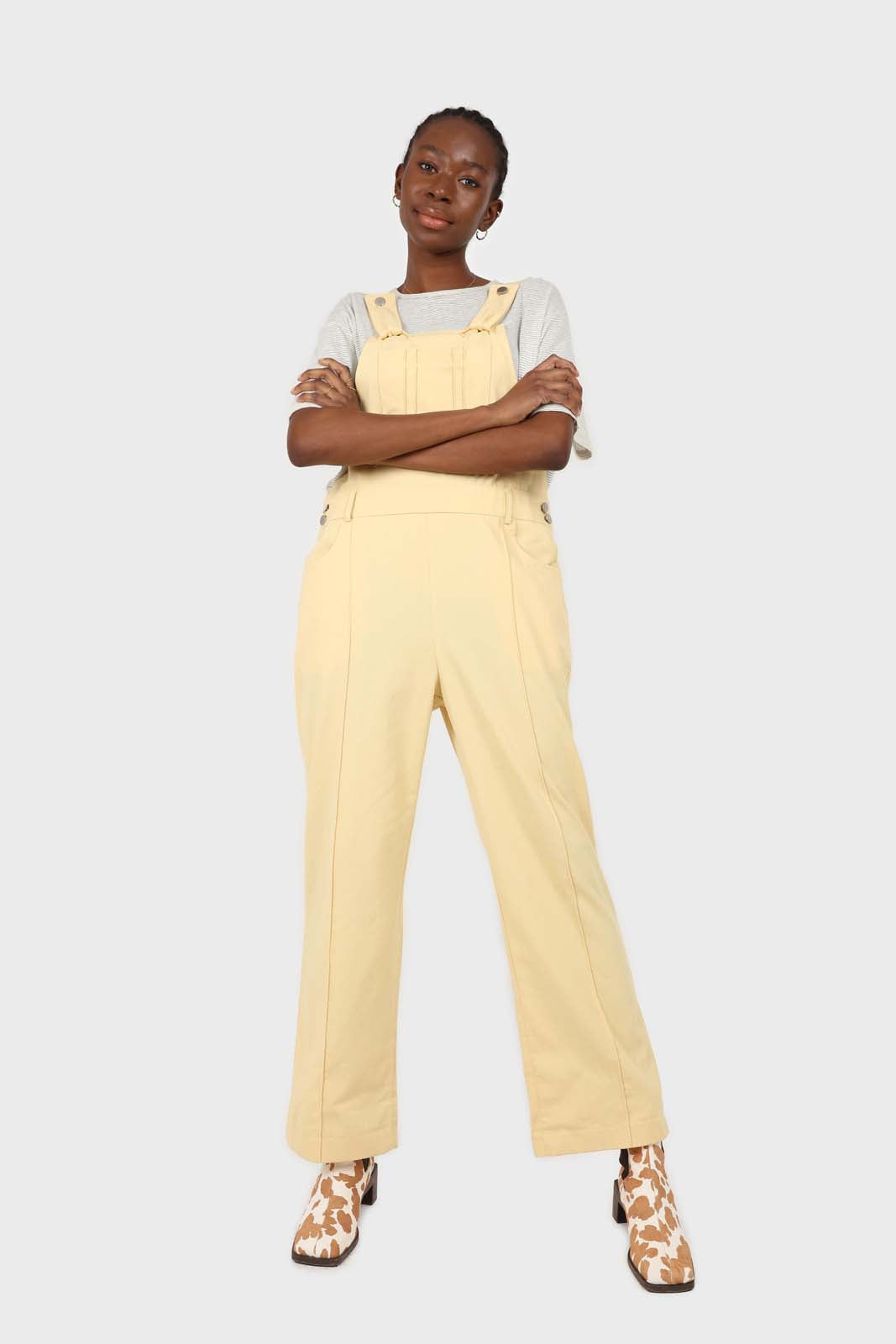 Pale yellow front patch pocket jumpsuit_2