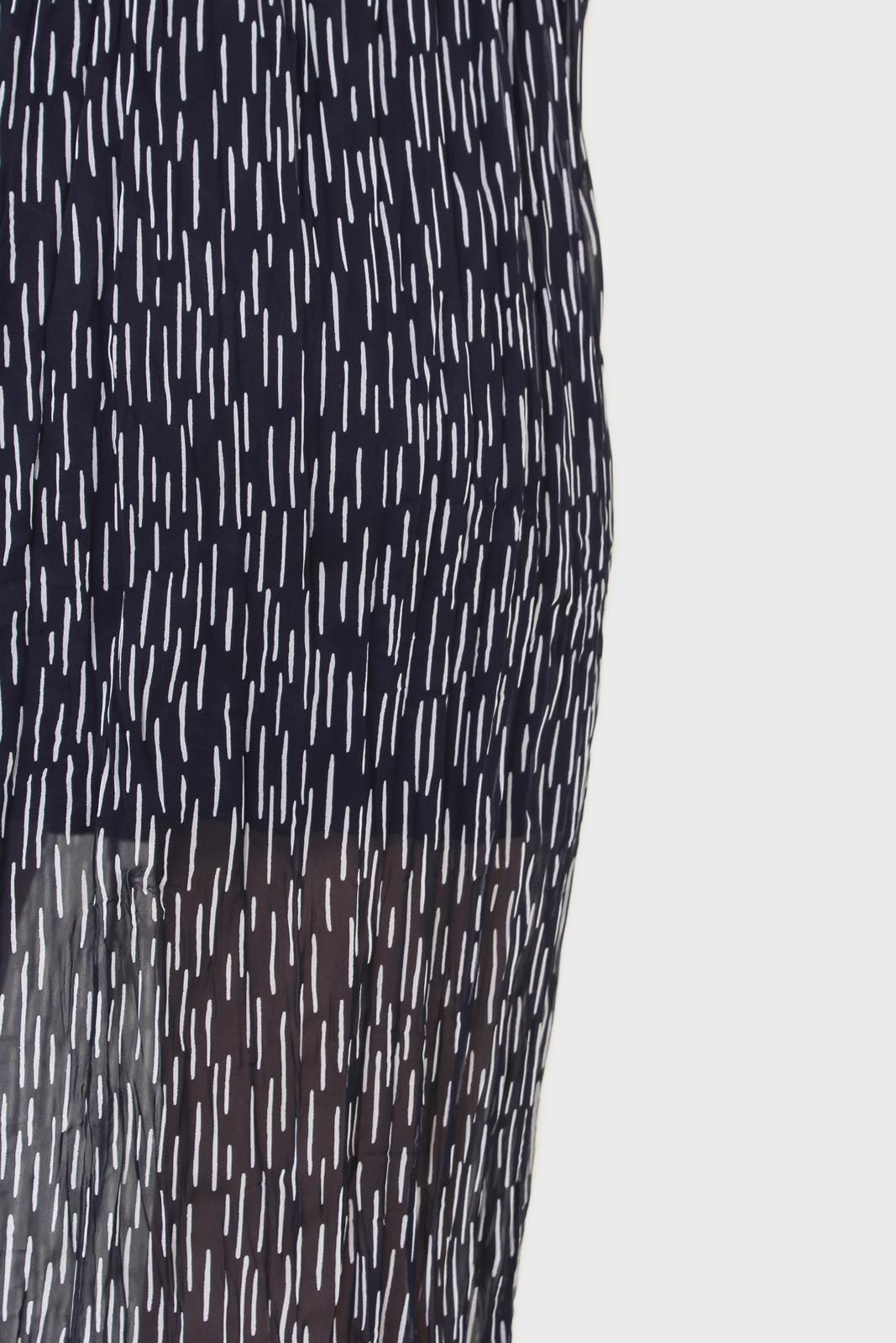 Navy and white print pleated skirt_4