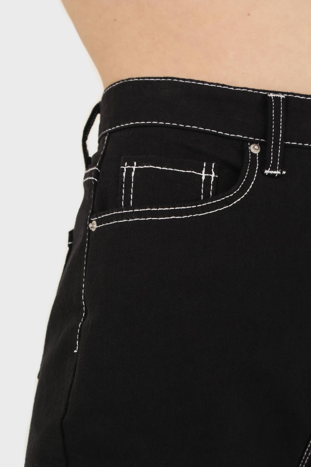 Black and white contrast stitch boyfriend jeans - 853_7