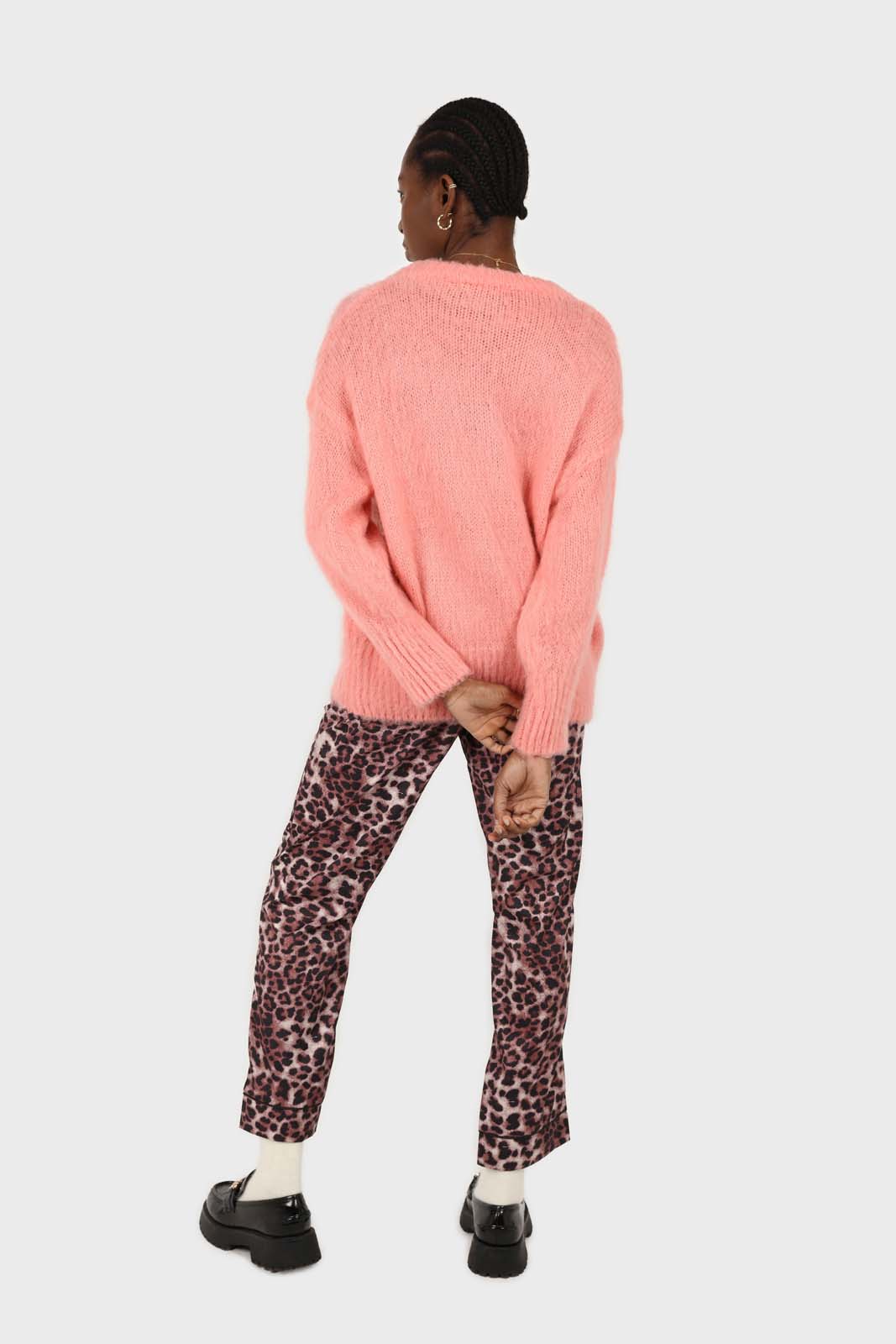 Dusty pink brushed oversized crew neck jumper_5