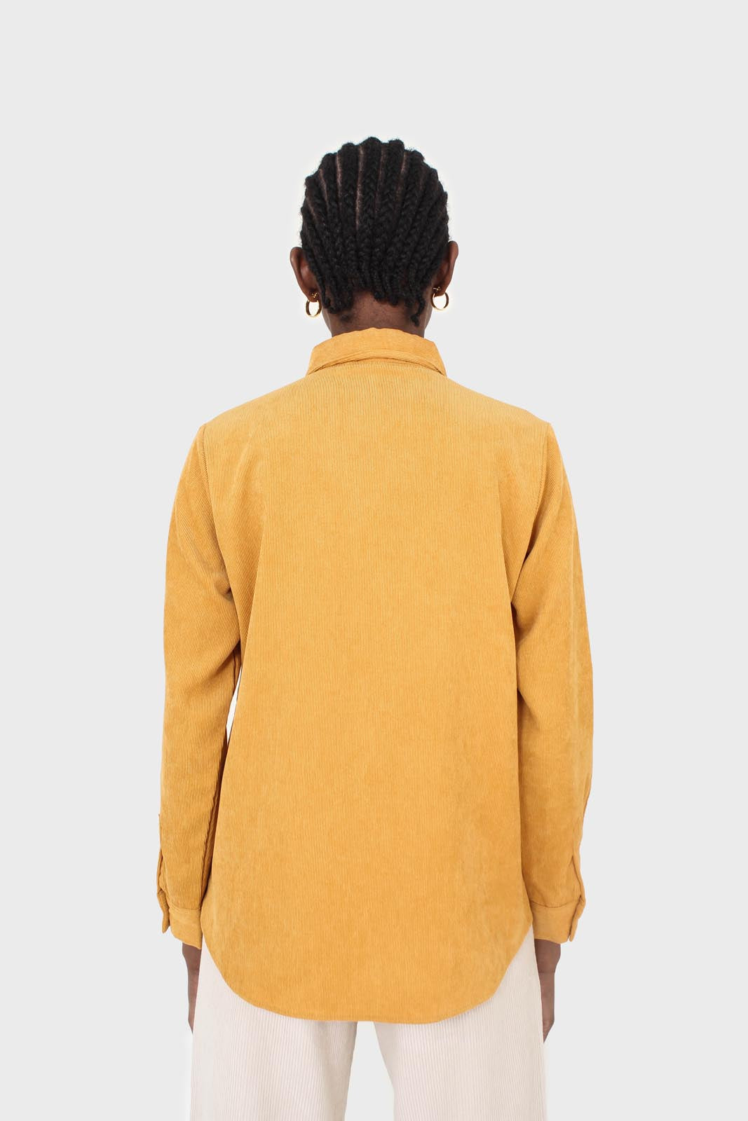 Mustard simple corduroy shirt_8
