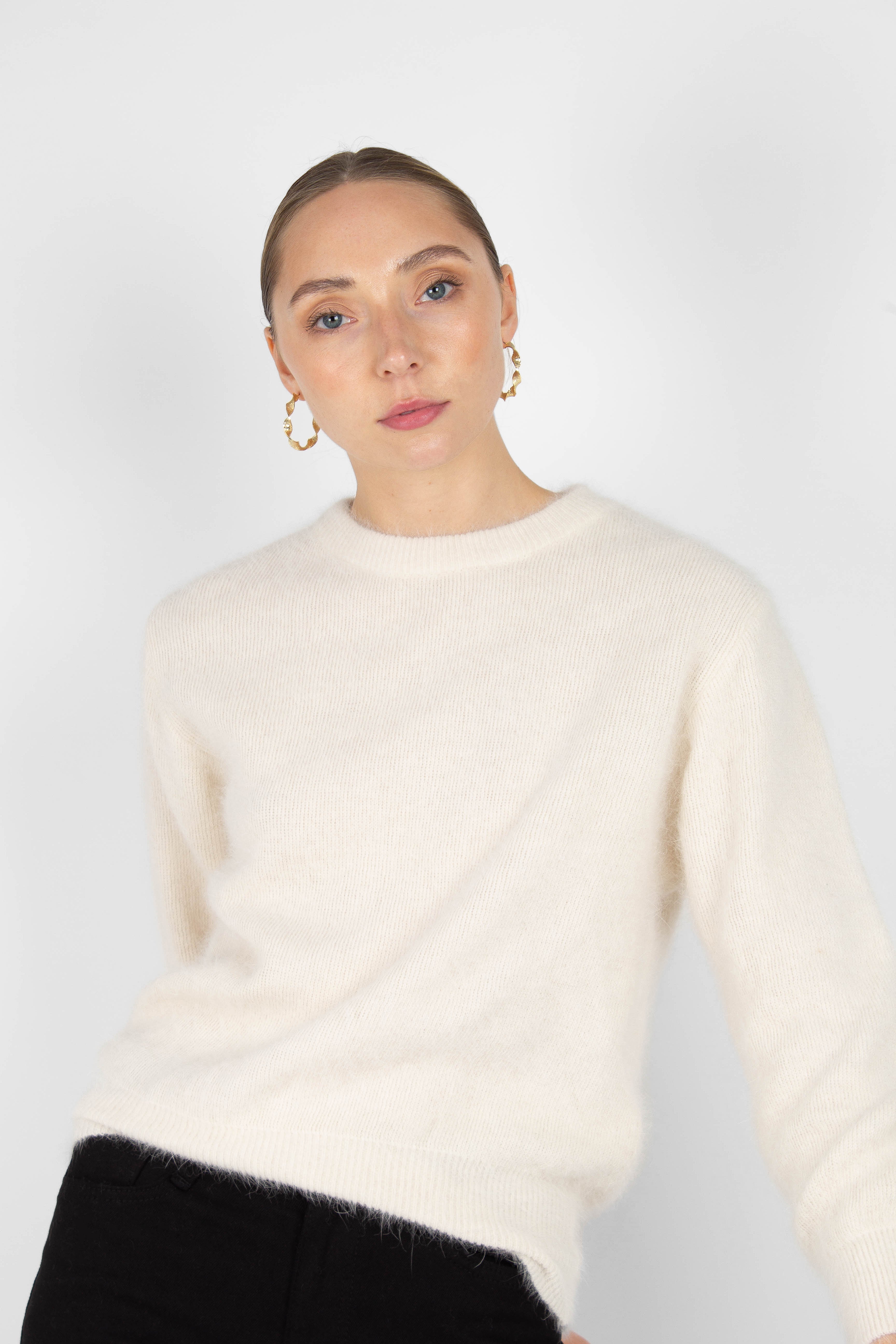 Light beige balloon sleeve angora jumper_4