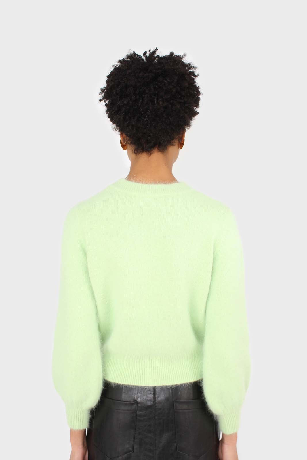 Light green balloon sleeve angora jumper_3