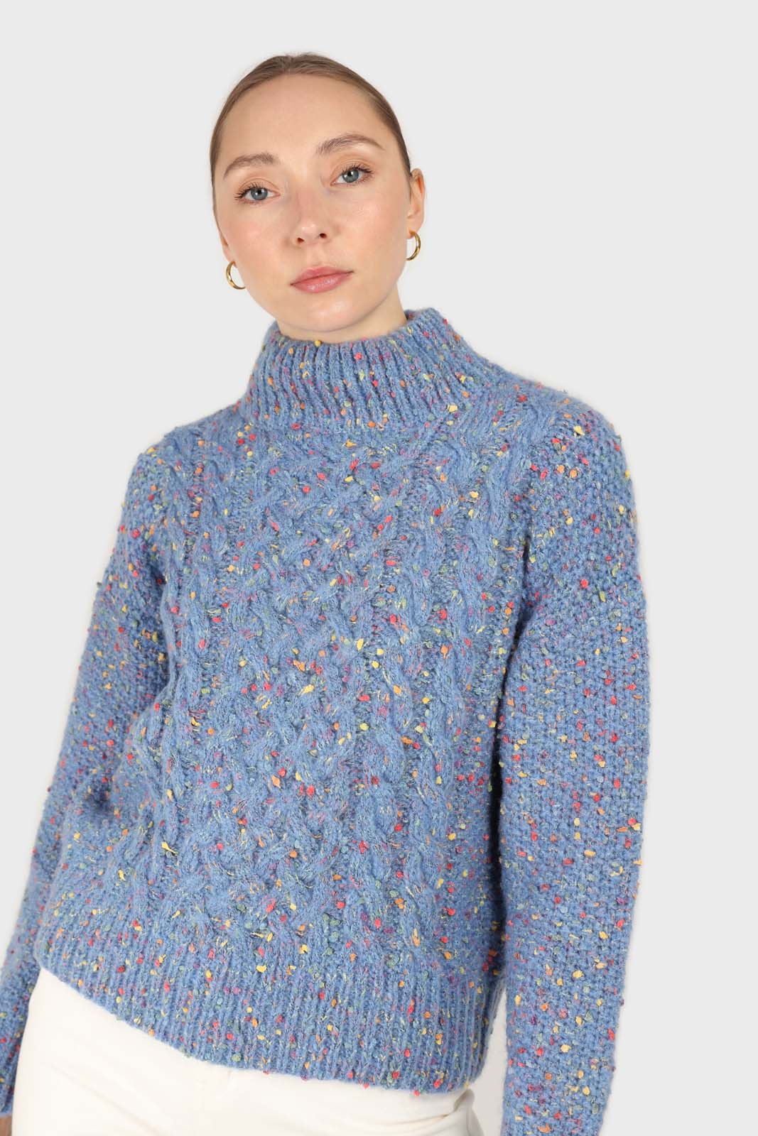 Blue rainbow fleck mock neck jumper_3