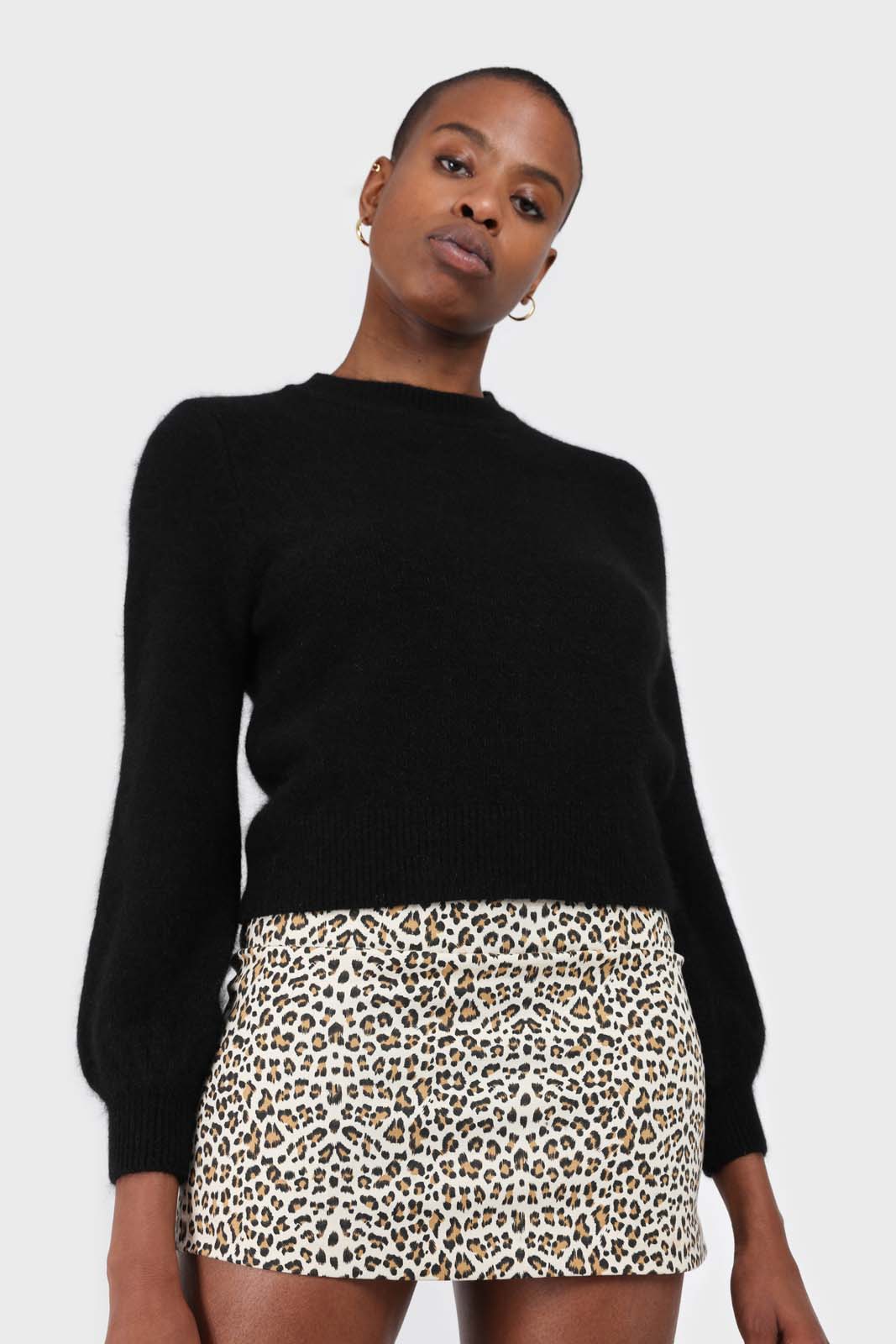 Ivory animal print mini skirt_2