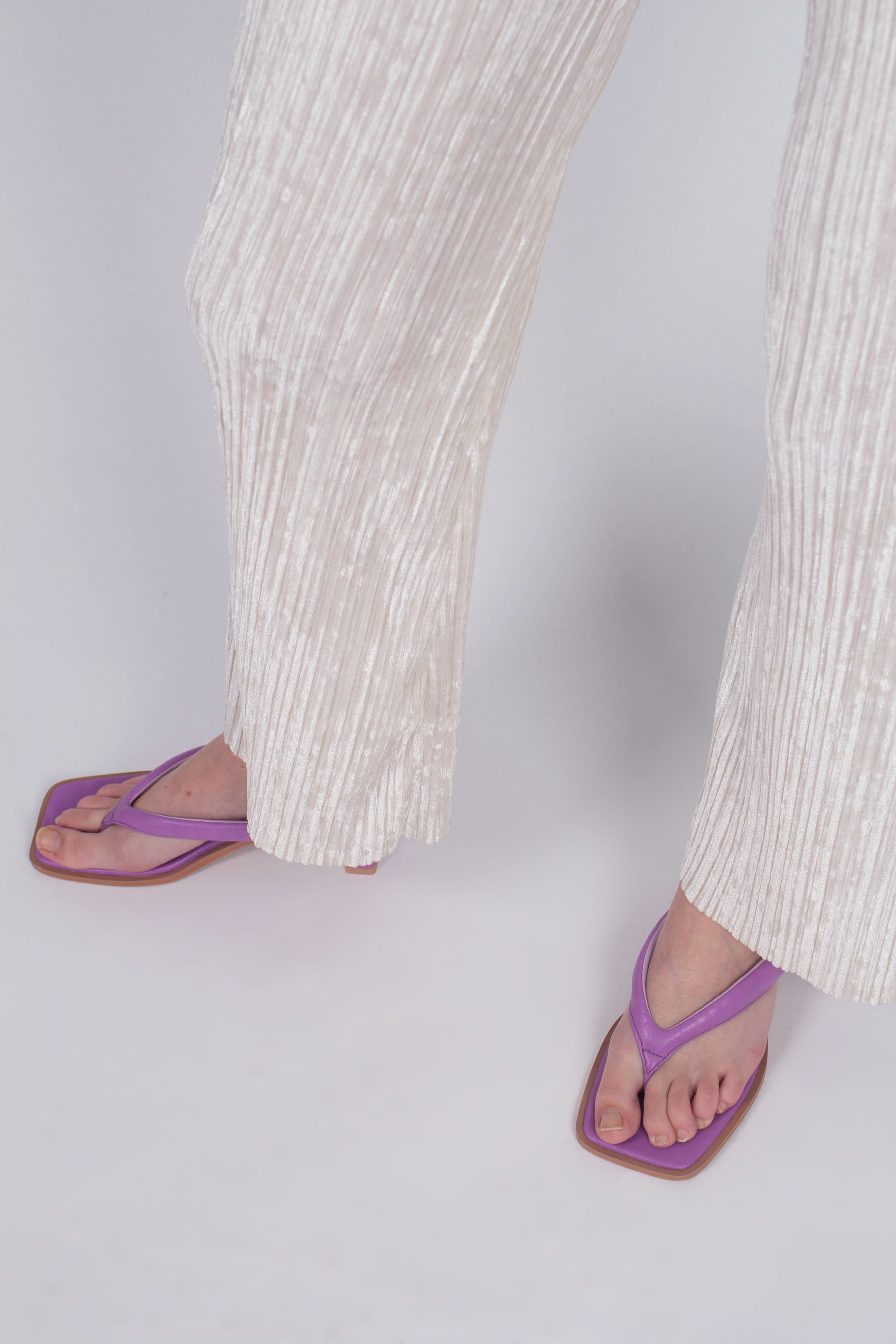 Ivory brushed velvet flare trousers_2