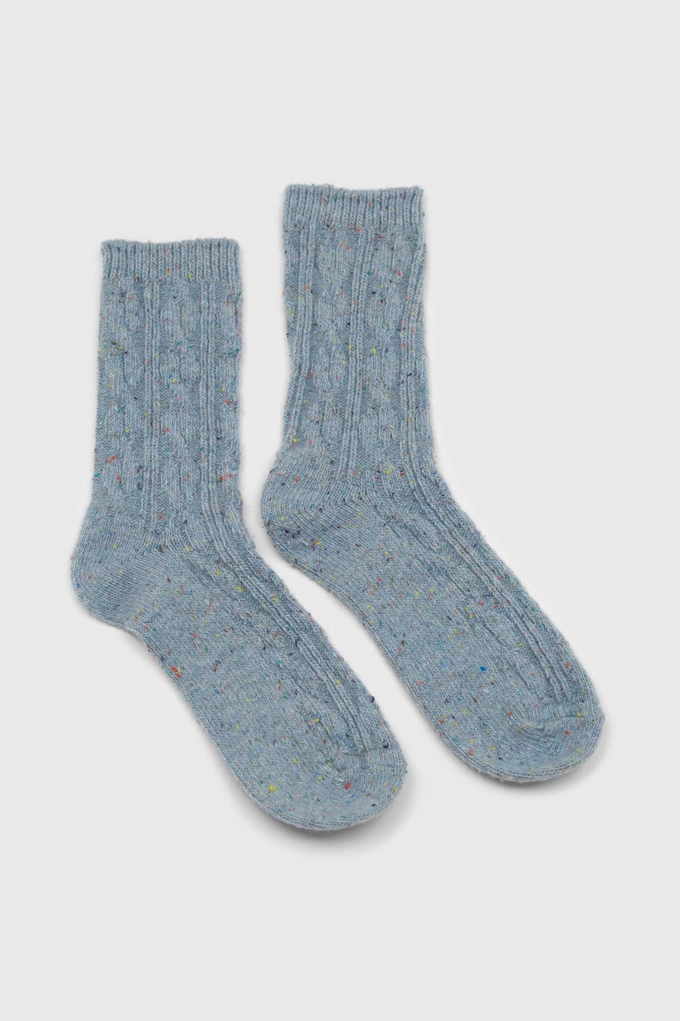 Baby blue rainbow fleck thick socks_4