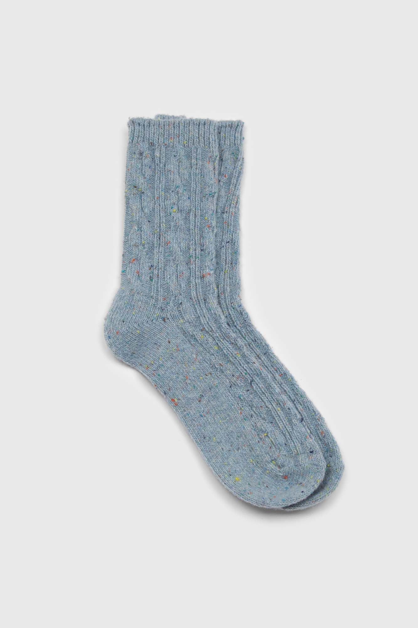 Baby blue rainbow fleck thick socks_1