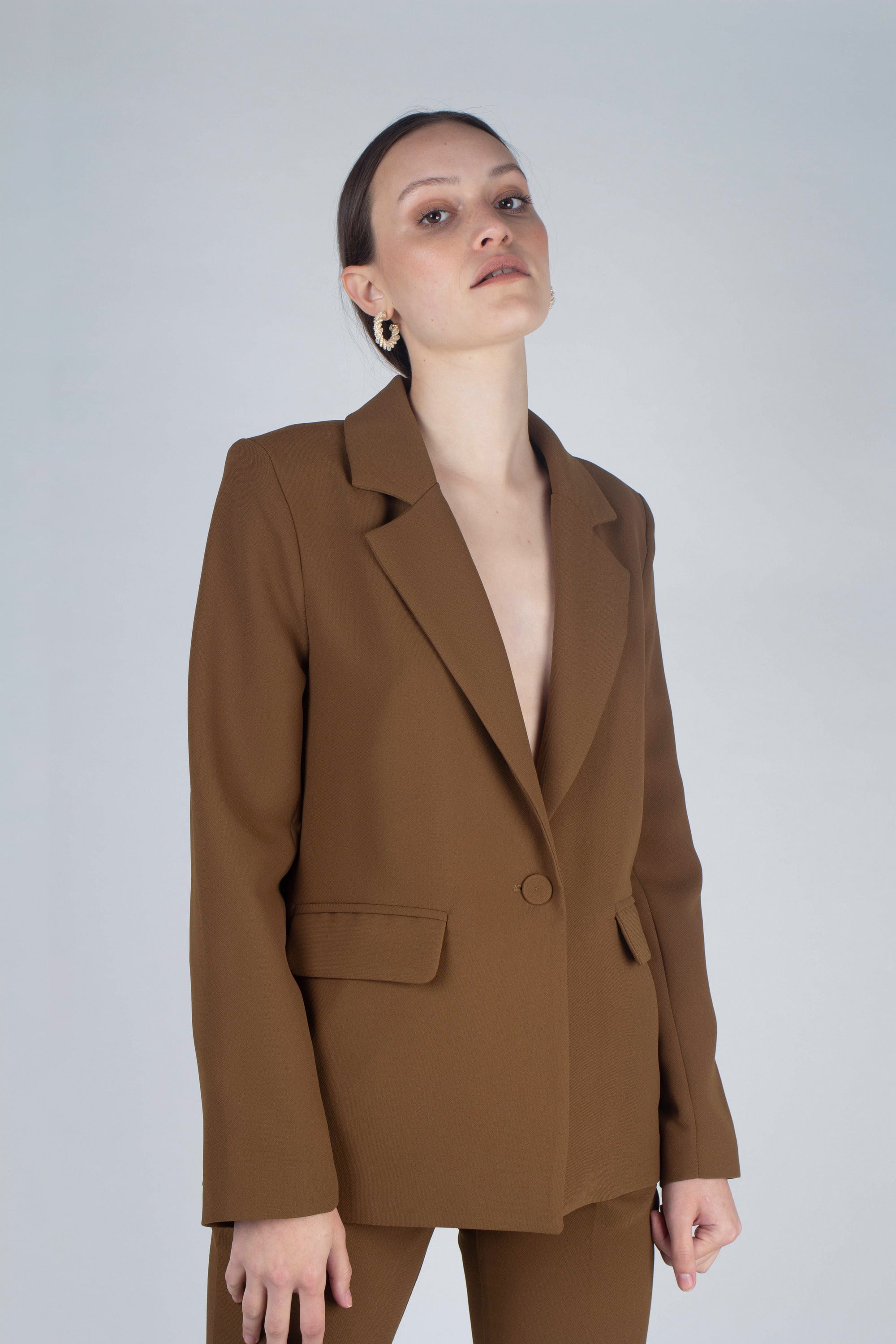 Mustard single breasted classic suit blazer_1