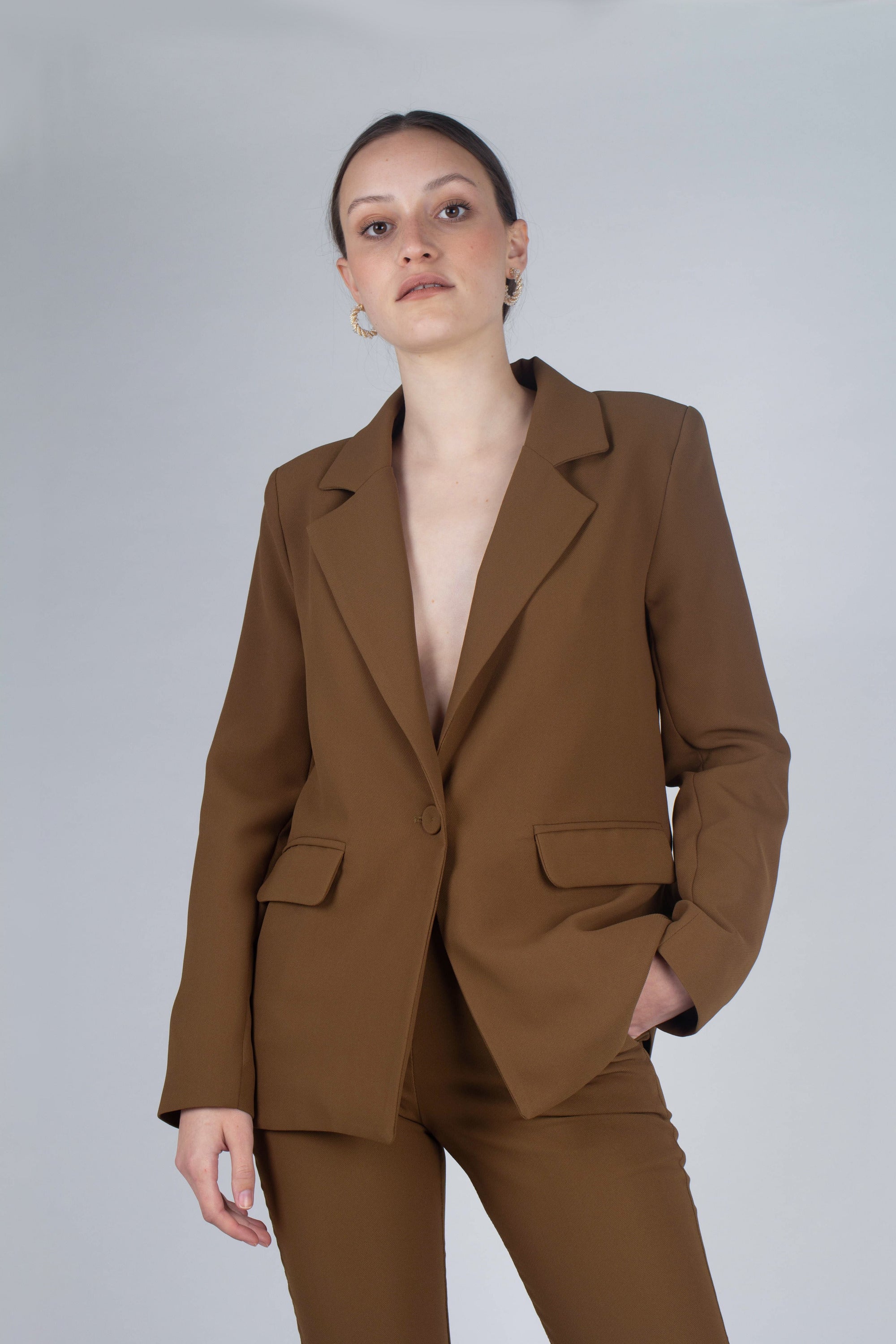 Mustard single breasted classic suit blazer_3