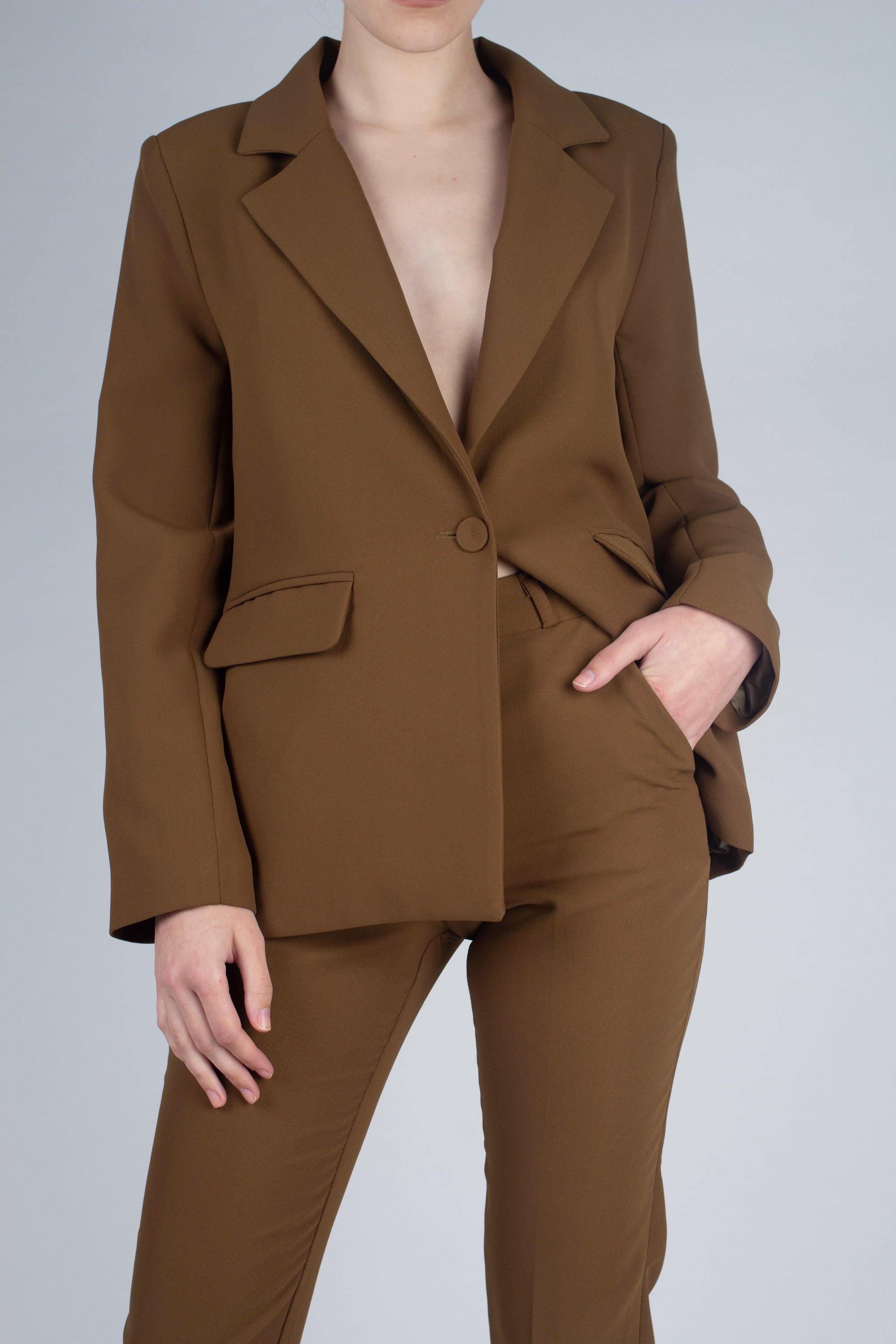 Mustard single breasted classic suit blazer_7