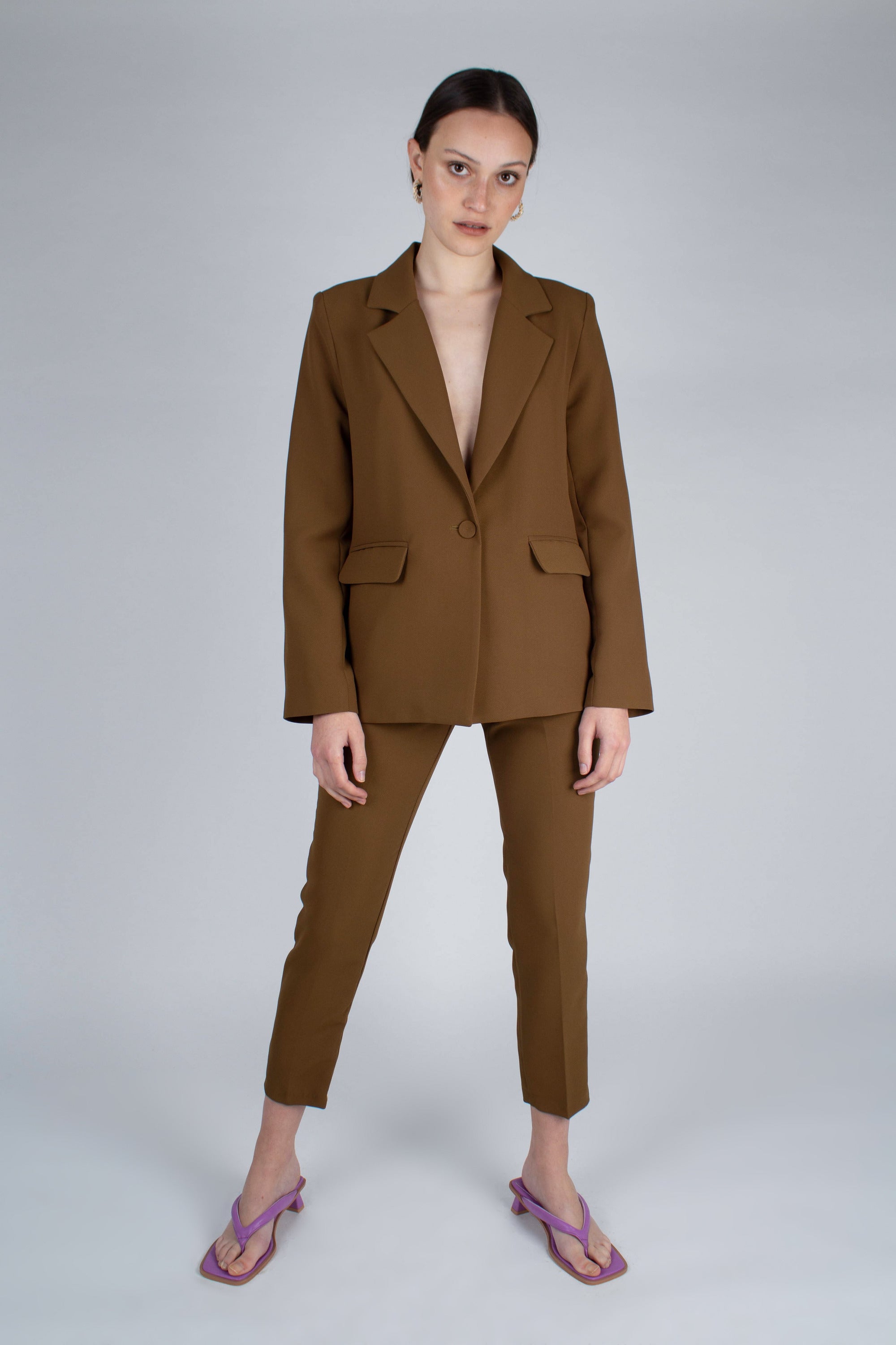 Mustard single breasted classic suit blazer_4