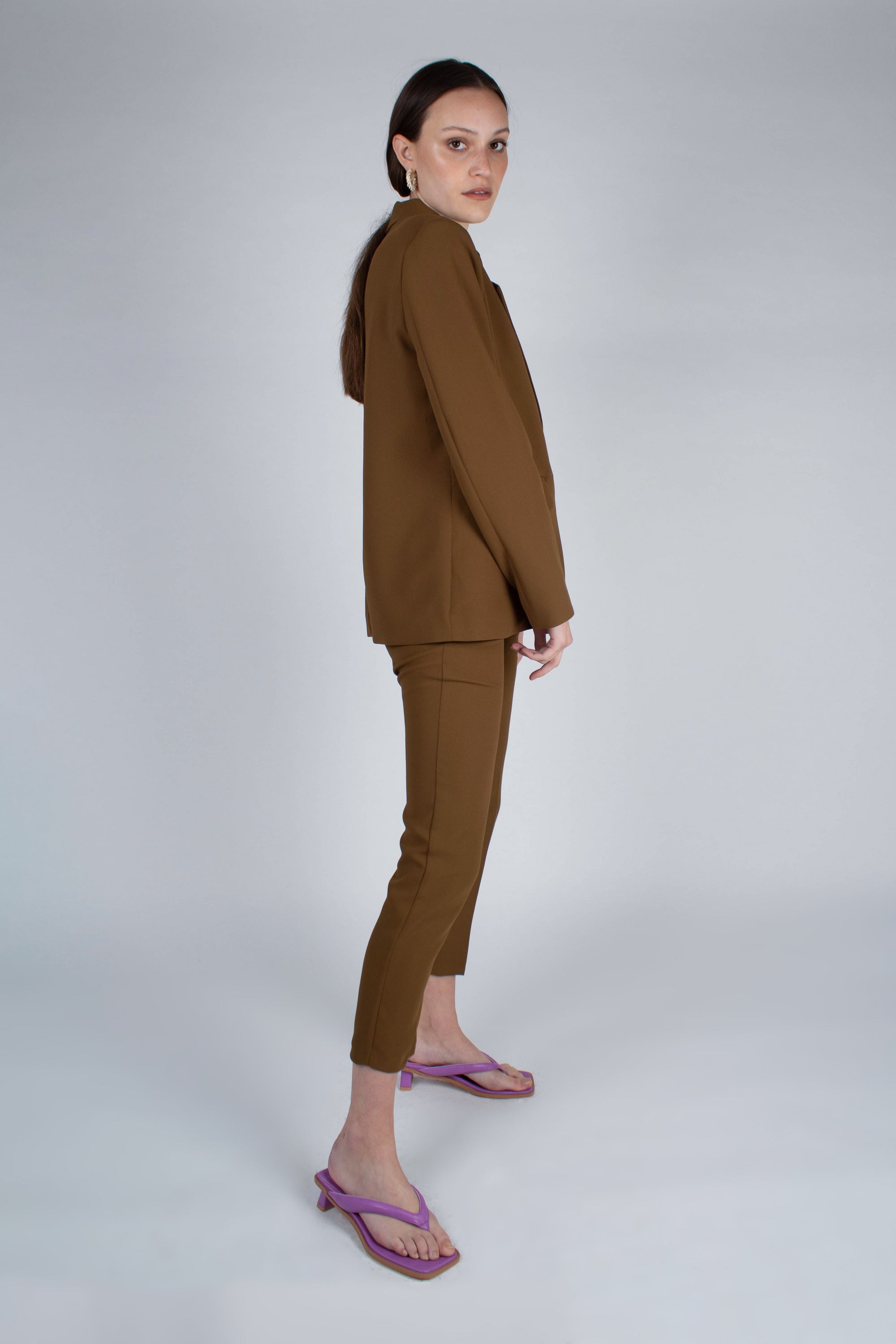 Mustard single breasted classic suit blazer_5