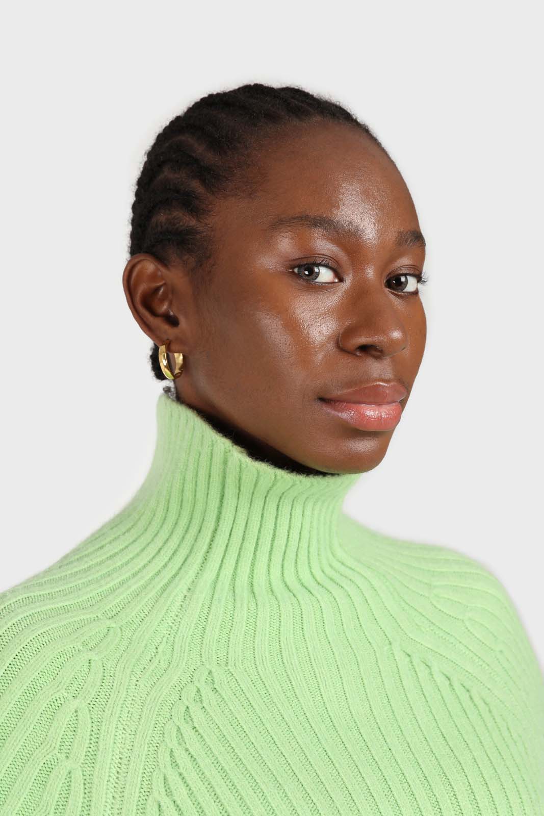 Bright green shaped thick rib turtleneck jumper_6