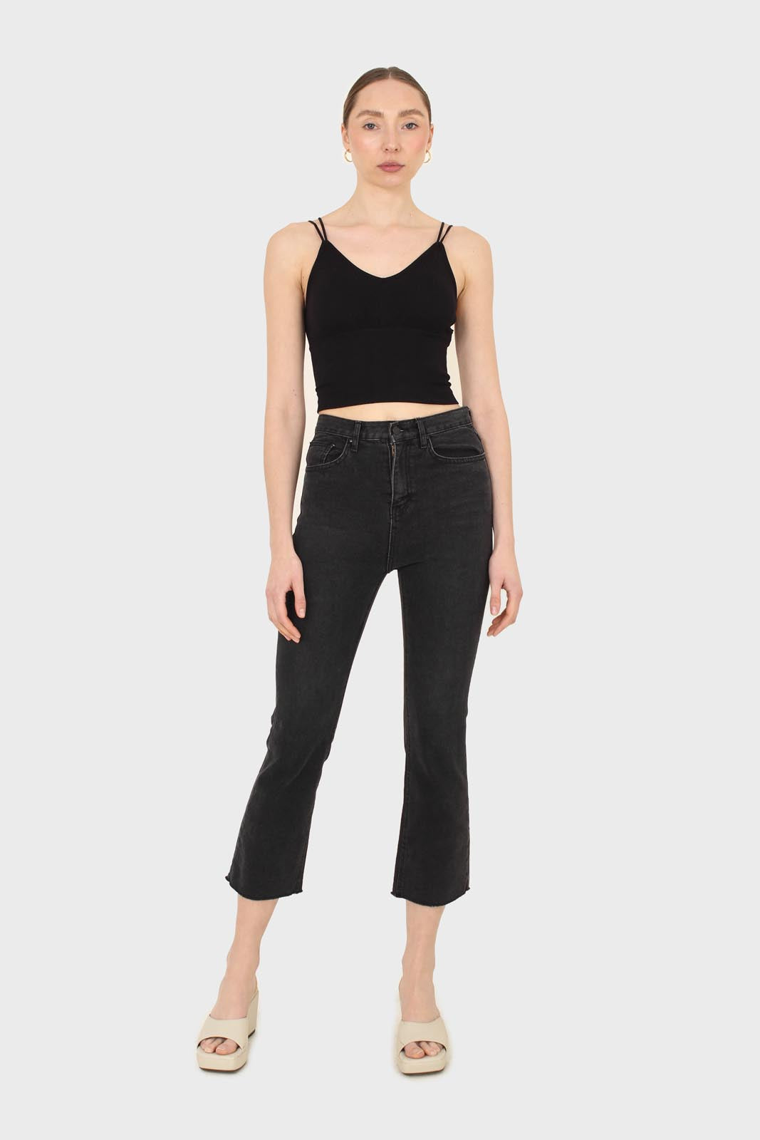 Washed black boot cut jeans - 3262_8