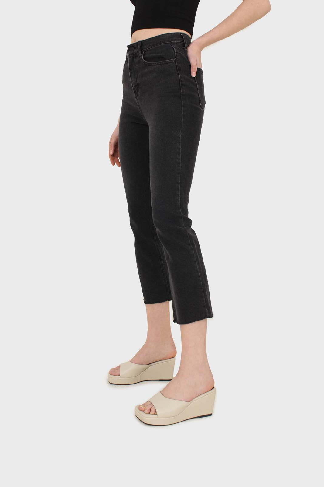Washed black boot cut jeans - 3262_4