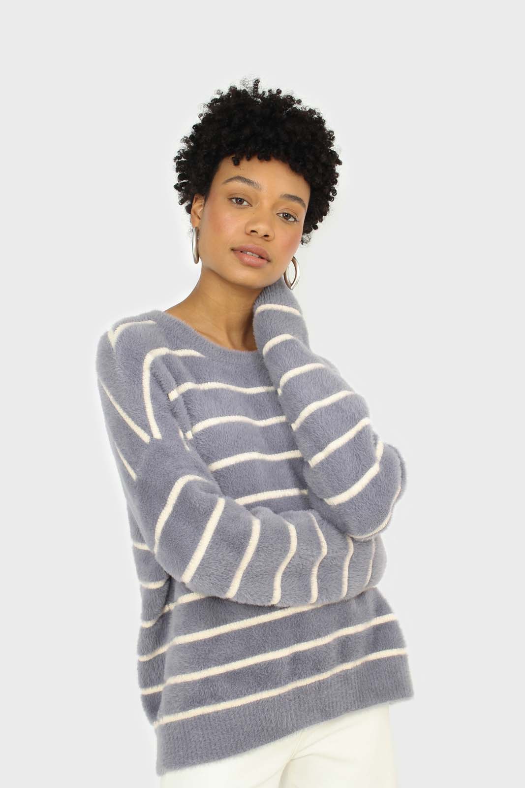Blue and white striped fuzzy jumper_1