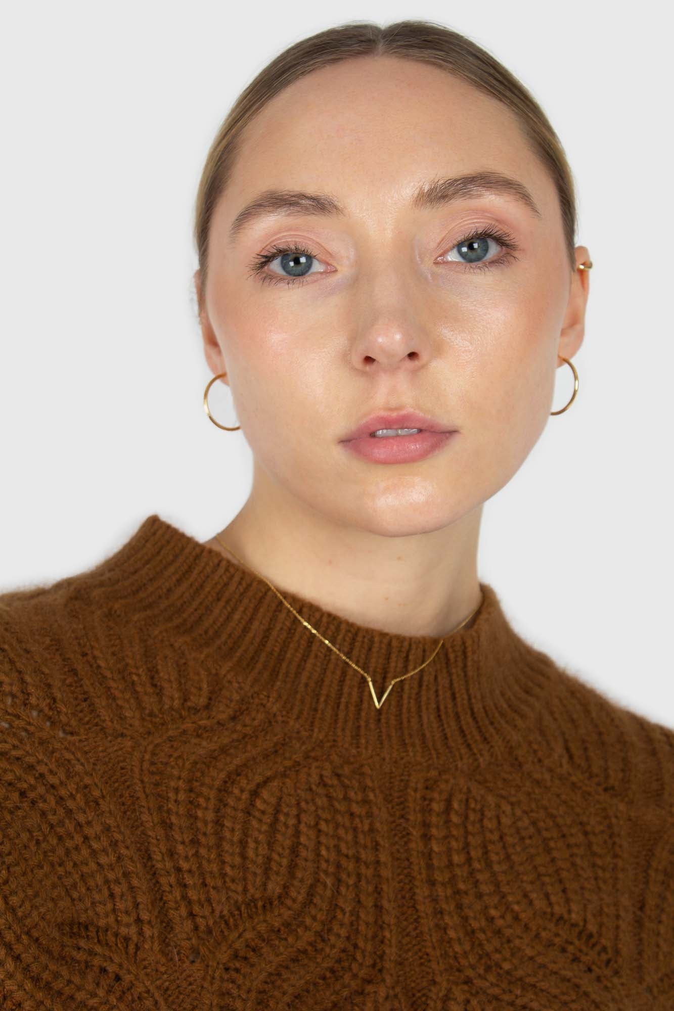 Brown large cable angora jumper_5