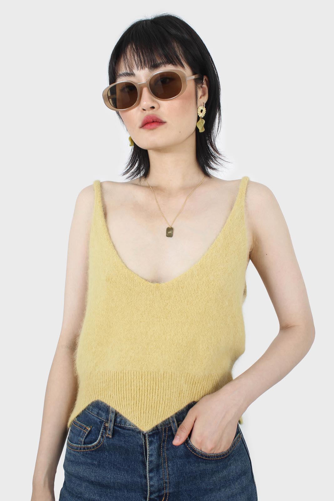 Yellow angora zig zag crop tank_7
