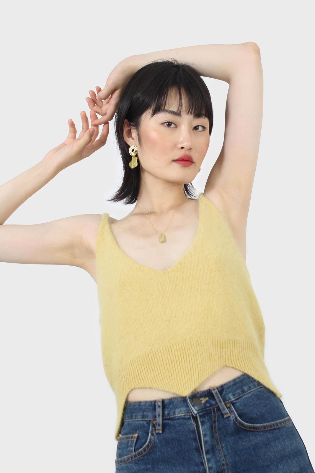 Yellow angora zig zag crop tank_4