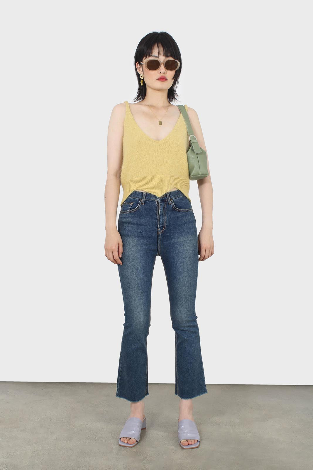 Yellow angora zig zag crop tank_2