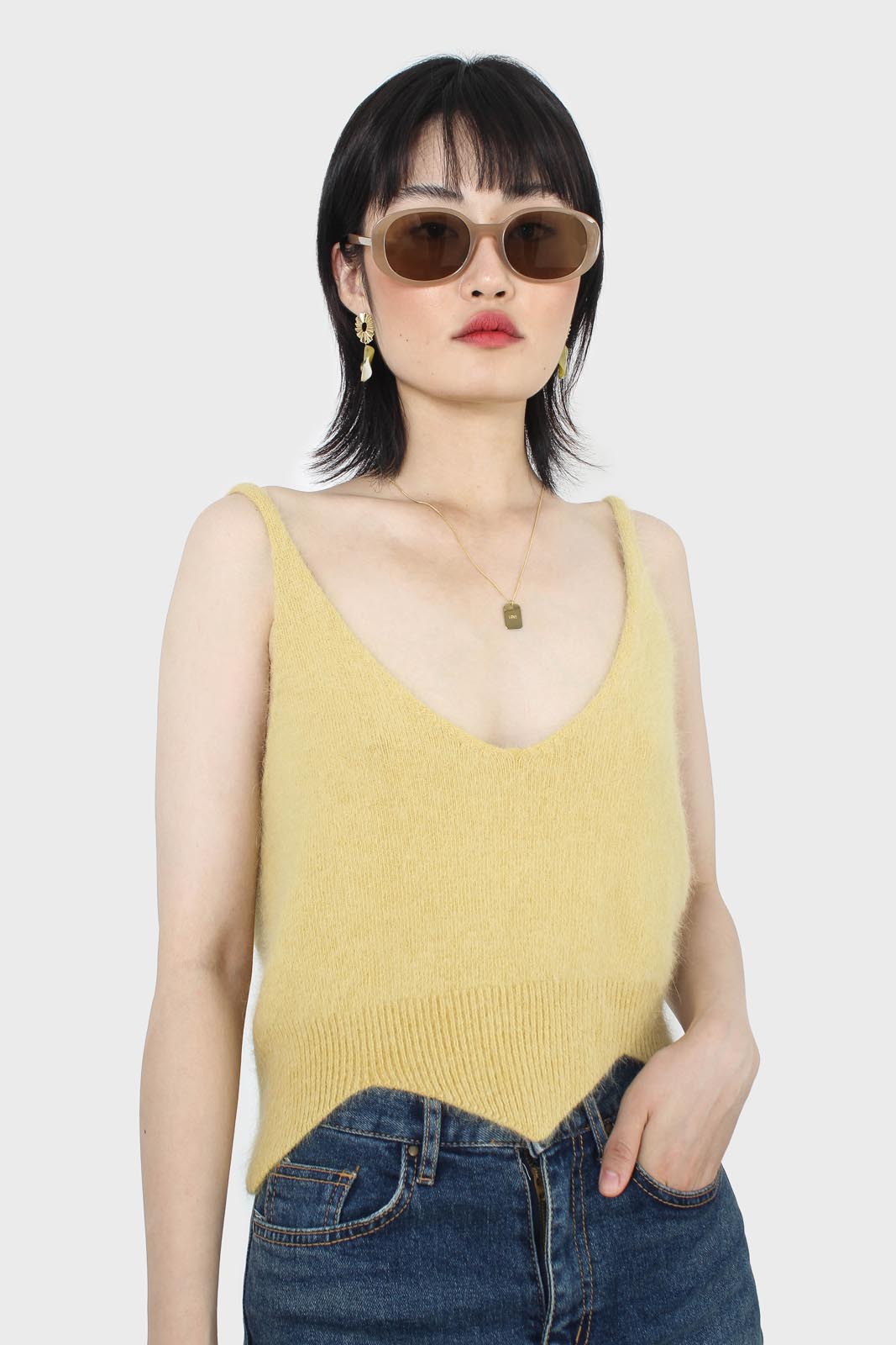 Yellow angora zig zag crop tank_6