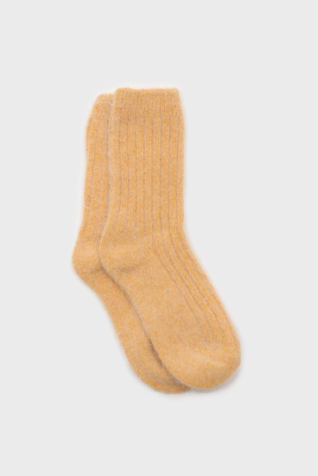 Mustard large ribbed angora socks_1