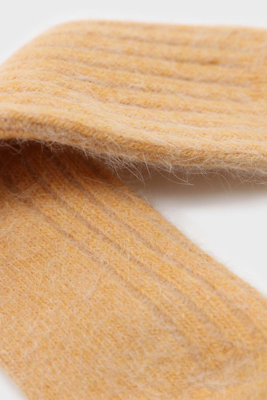 Mustard large ribbed angora socks_2