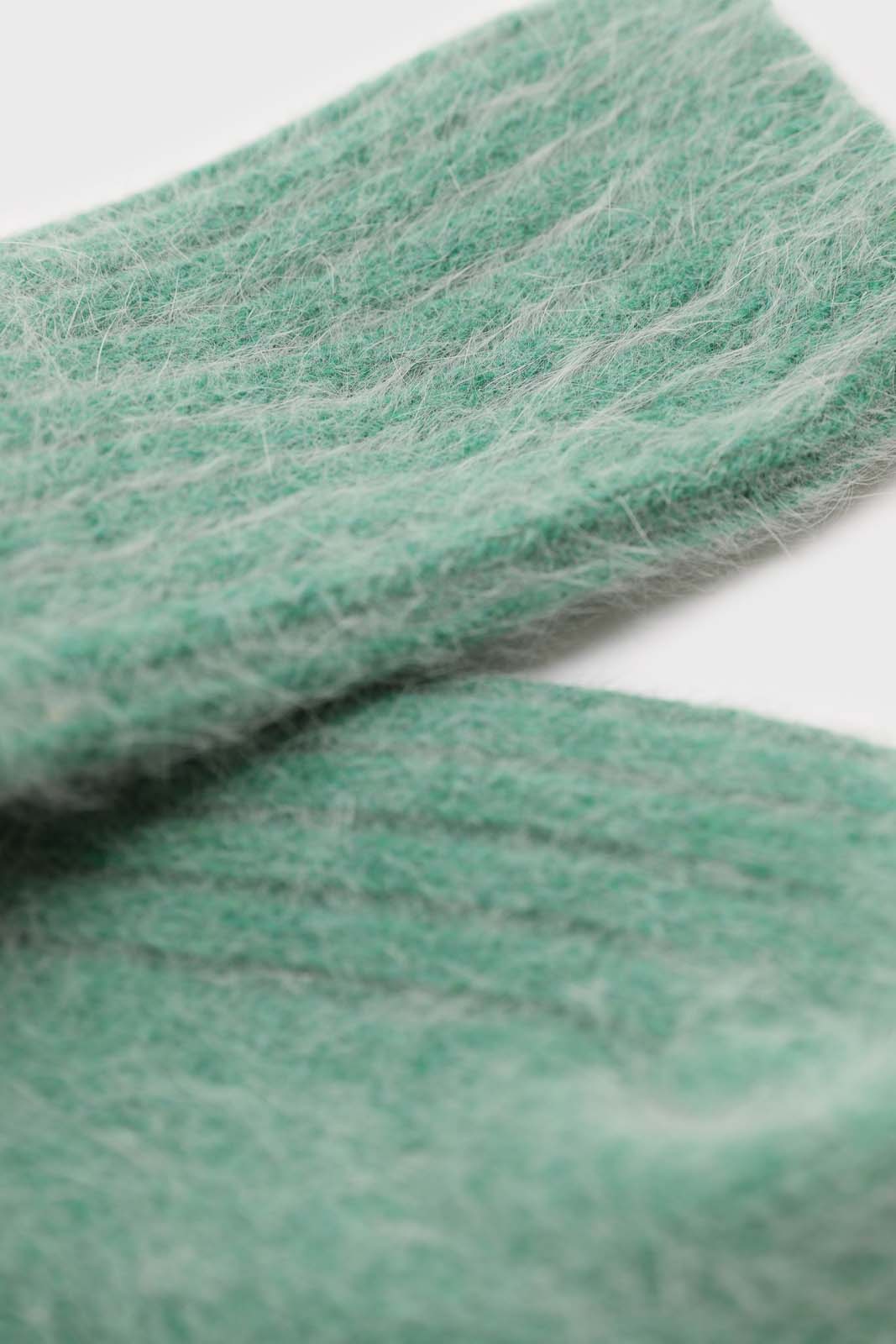 Green large ribbed angora socks_2
