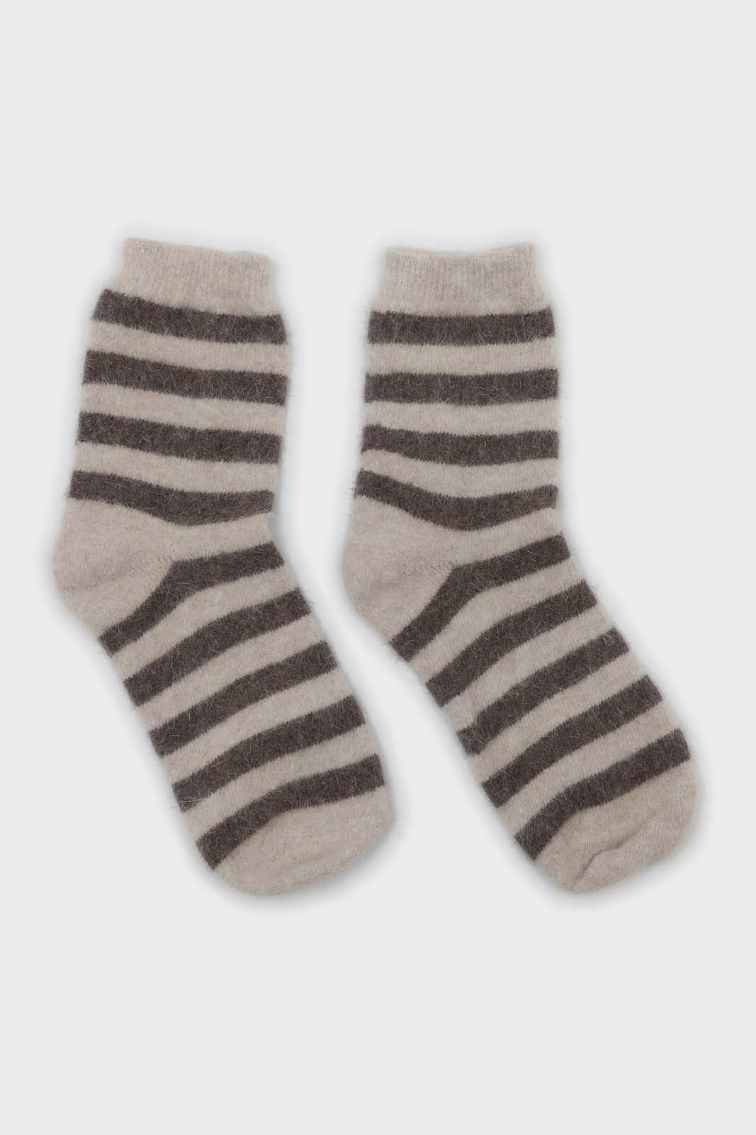 Oatmeal and brown striped angora socks_3