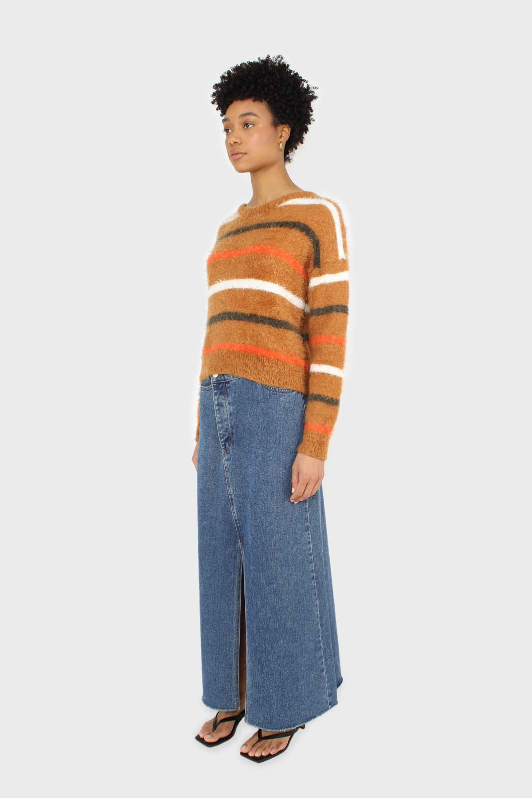 Brown and orange multi striped fuzzy jumper_4
