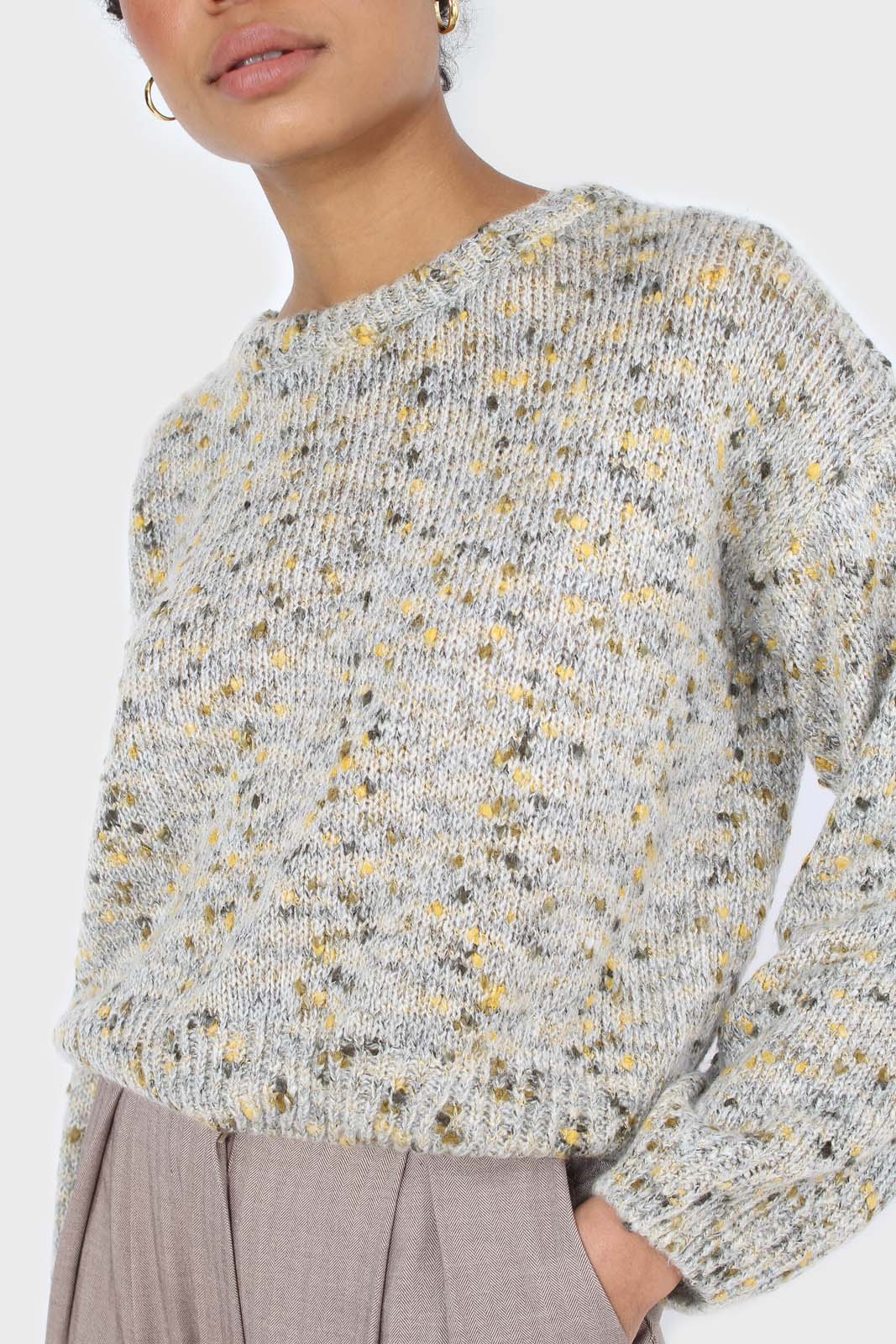 Grey and khaki rainbow crew neck jumper_6