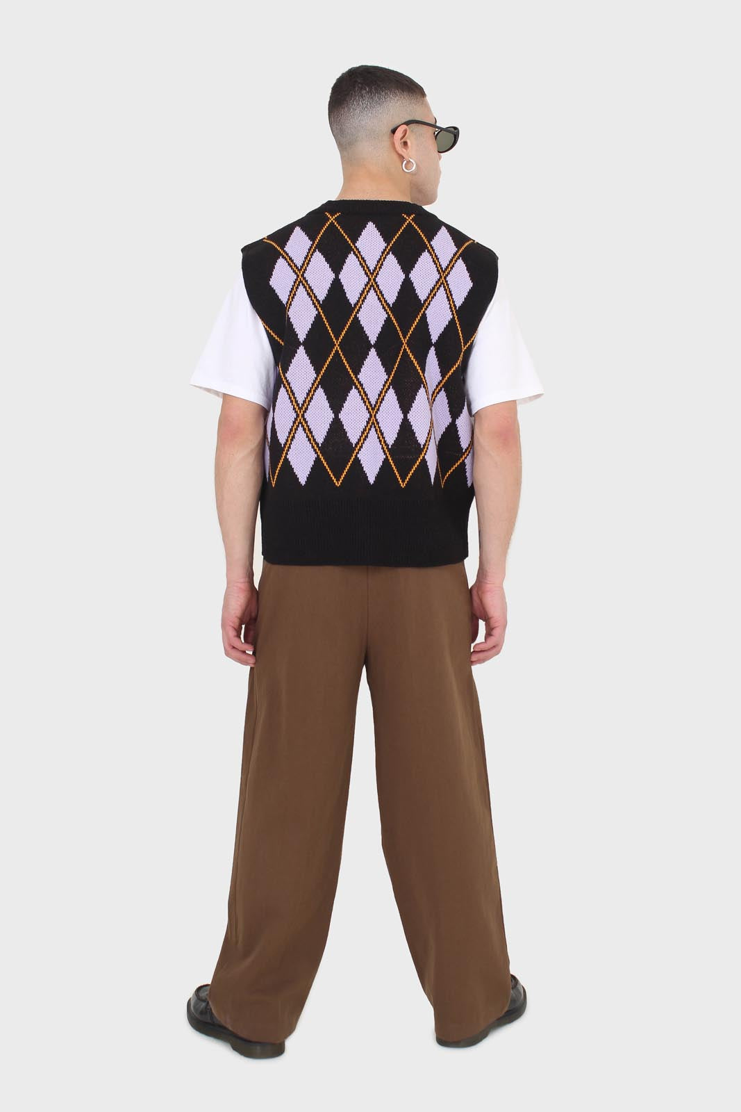 Brown two button waist wide leg trousers_4