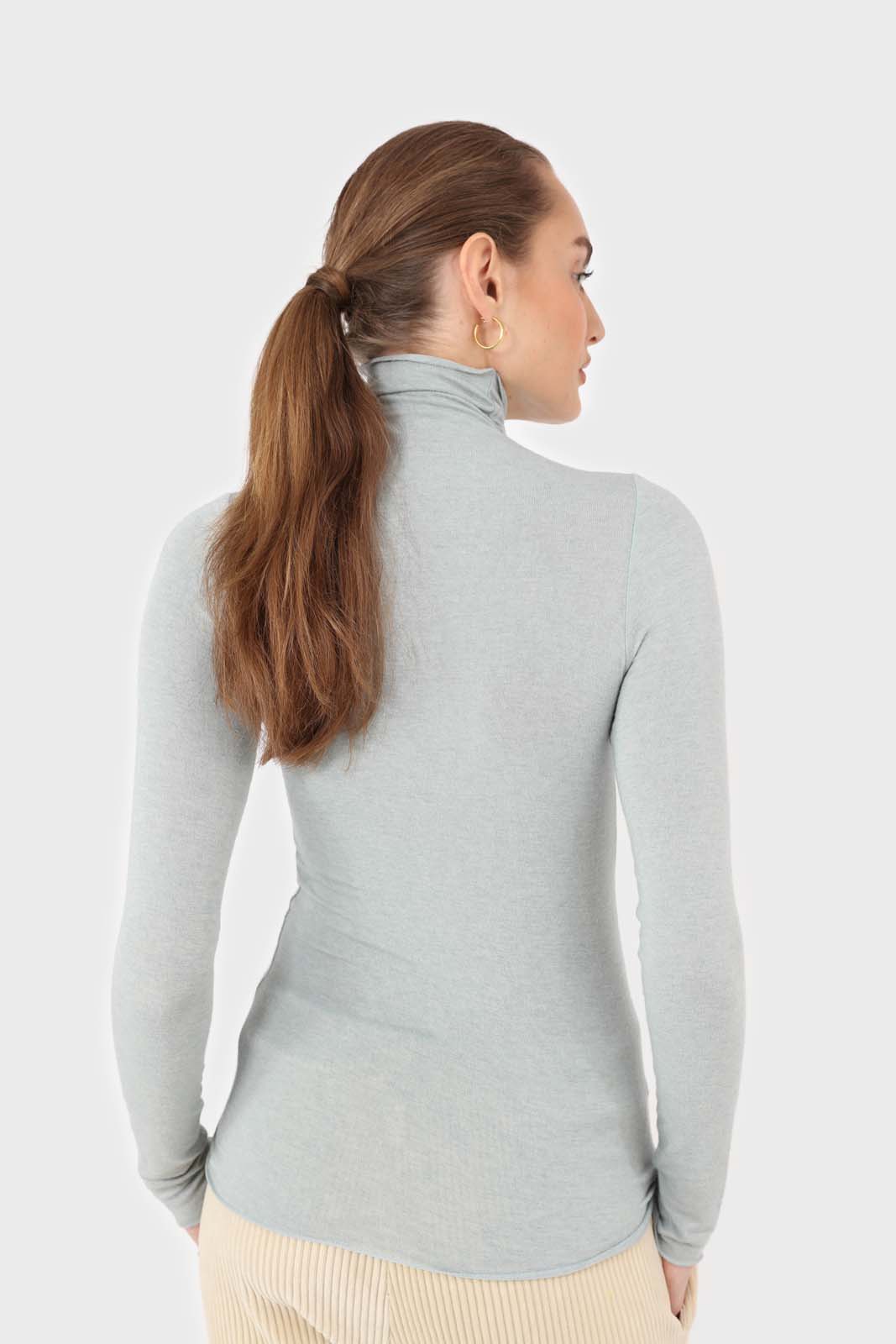 Blue soft thin turtleneck jersey top_2