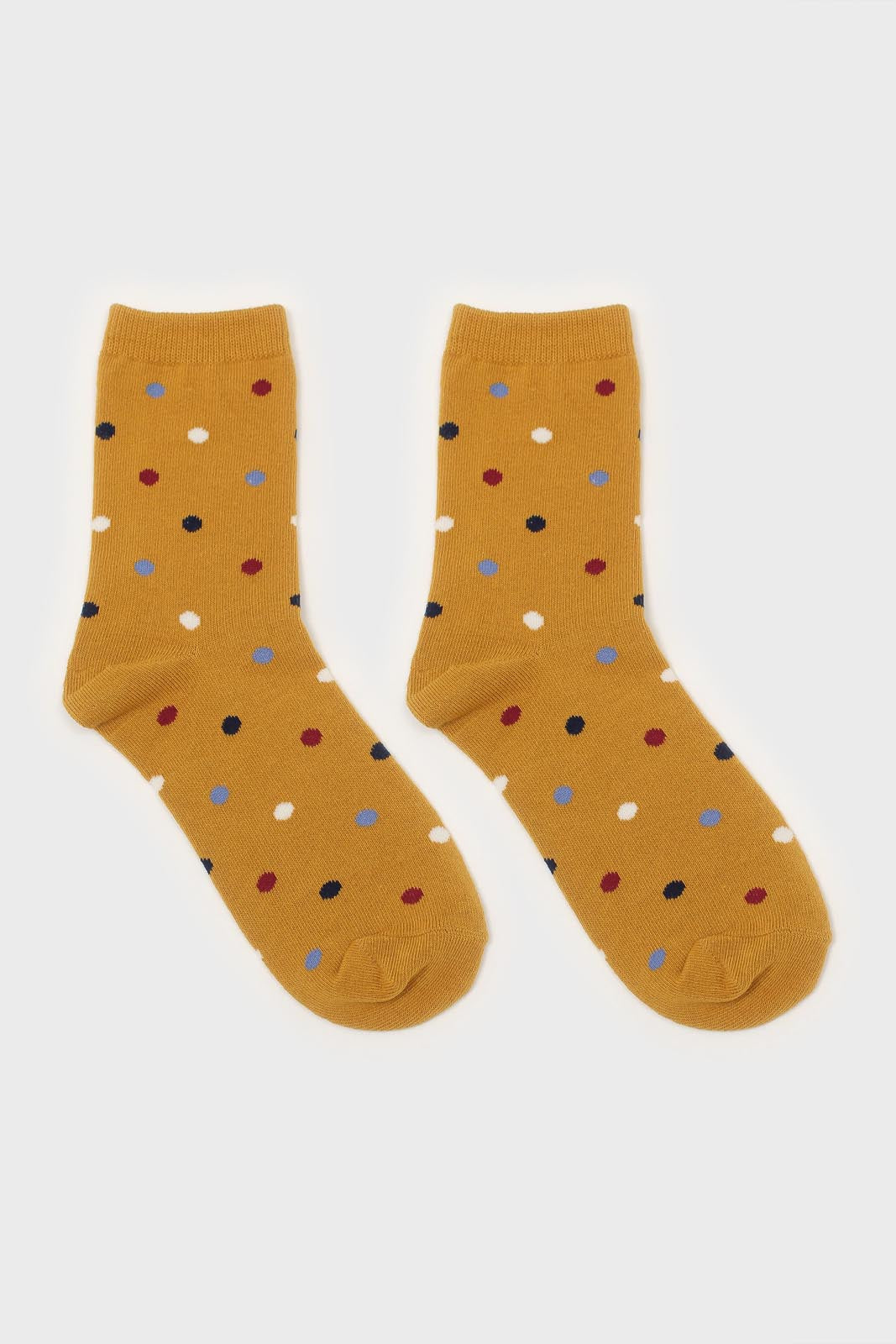 Yellow rainbow polka dots socks_4